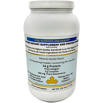 Vital Nutrition and Health All-in-One Powder: Protein, Collagen, Creatine, Resveratrol, Spermidine, Hyaluronic Acid, CoQ10 + Key Vitamins Vital Nutrition and HealthAu supplements