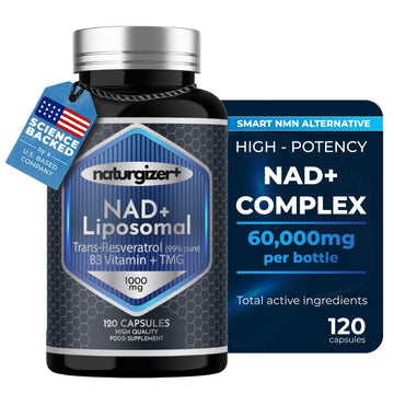 naturgizer+ Liposomal NAD+ Supplement with Resveratrol, TMG & Vitamin B3 | 4-in-1 Healthy Aging & Cellular Energy Support | High Absorption NAD Plus for Men & Women Over 40 | 120 Capsules naturgizer+Au supplements
