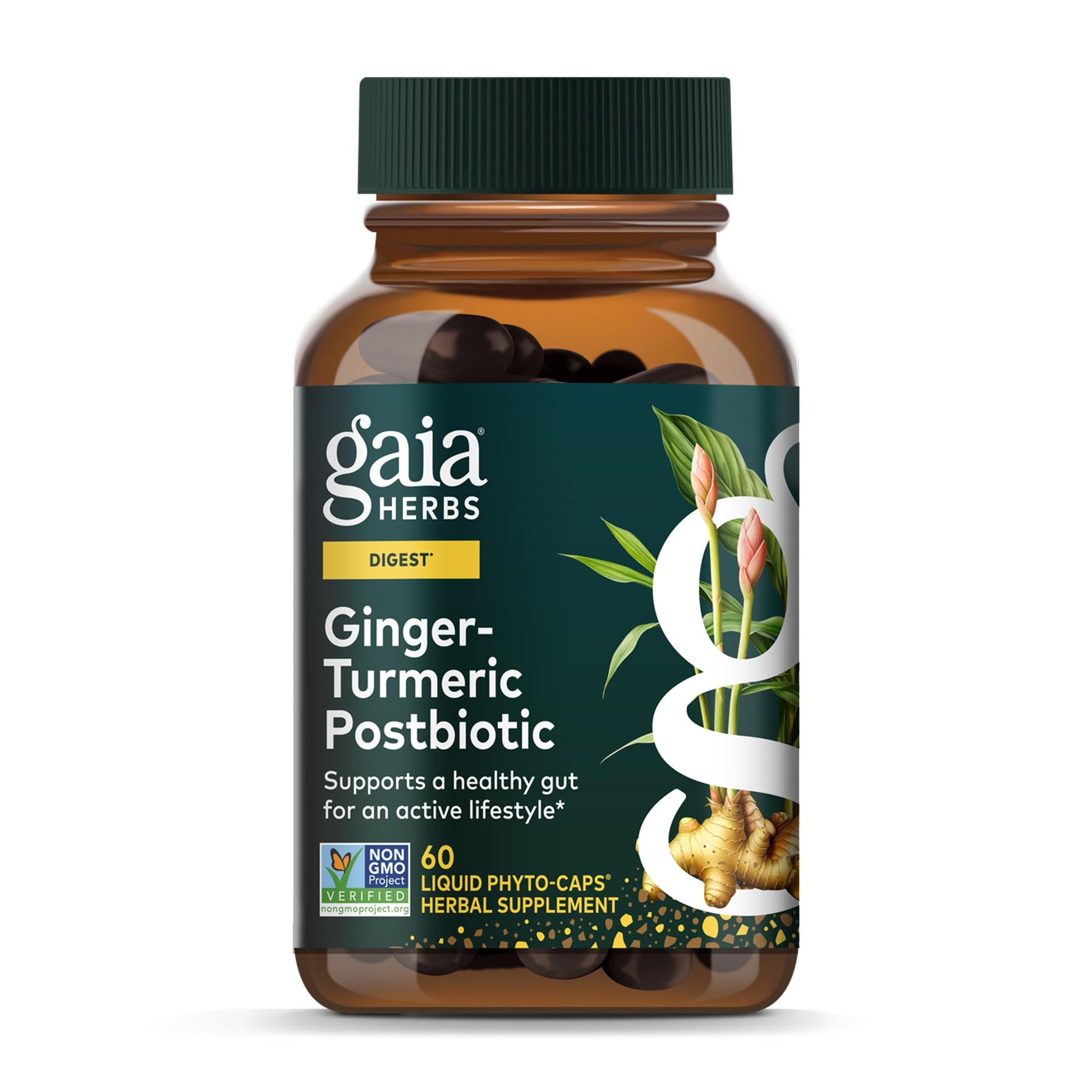 Gaia Herbs Ginger-Turmeric Postbiotic - Healthy Gut Support* - 60 Vegan Liquid Phyto-Caps (30 Servings) Gaia HerbsAu supplements