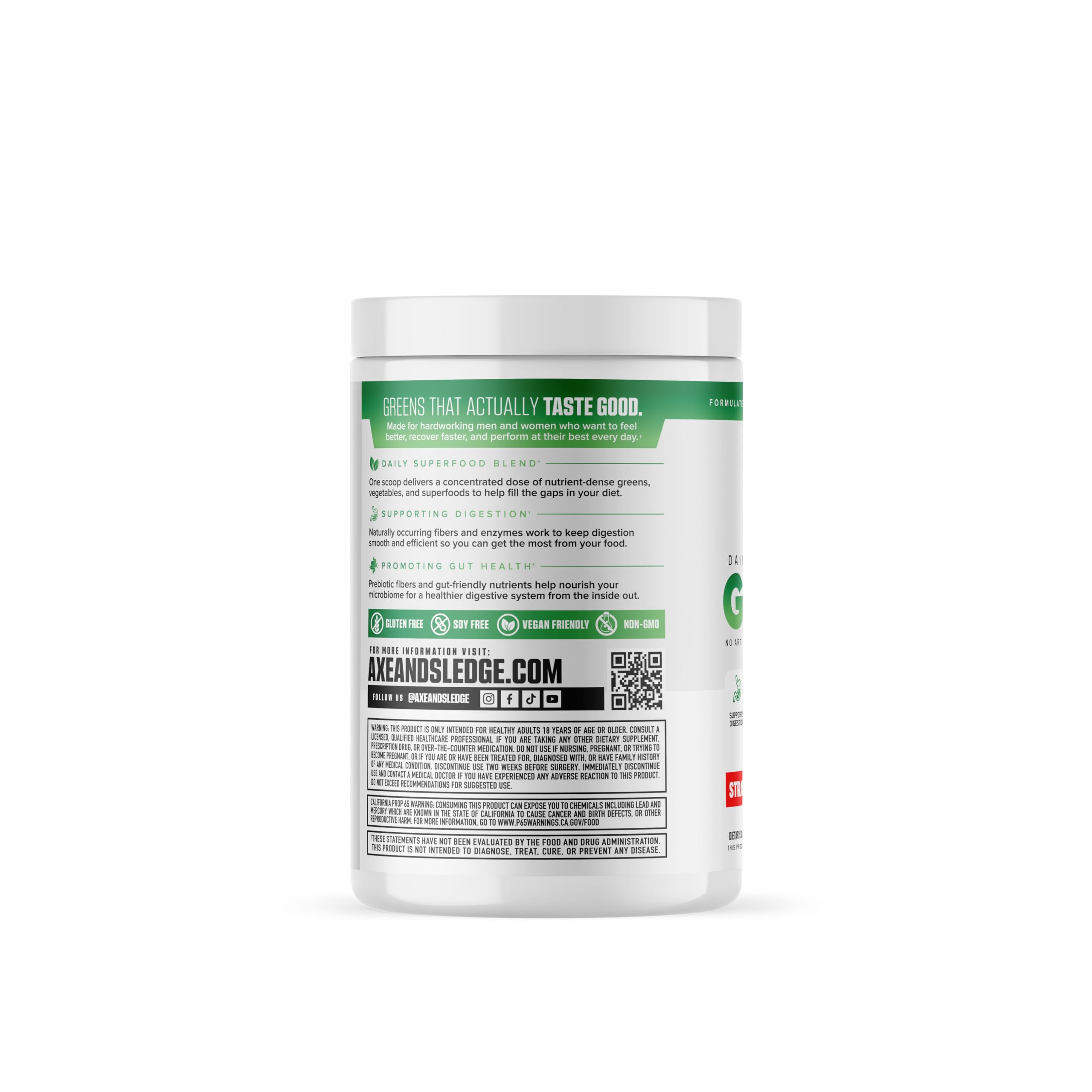 Axe & Sledge Super Greens and Reds Powder – Greens Drink with Superfoods, Probiotics & Digestive Enzymes for Energy, Gut Health & Bloating | Strawberry Banana Axe & SledgeAu supplements