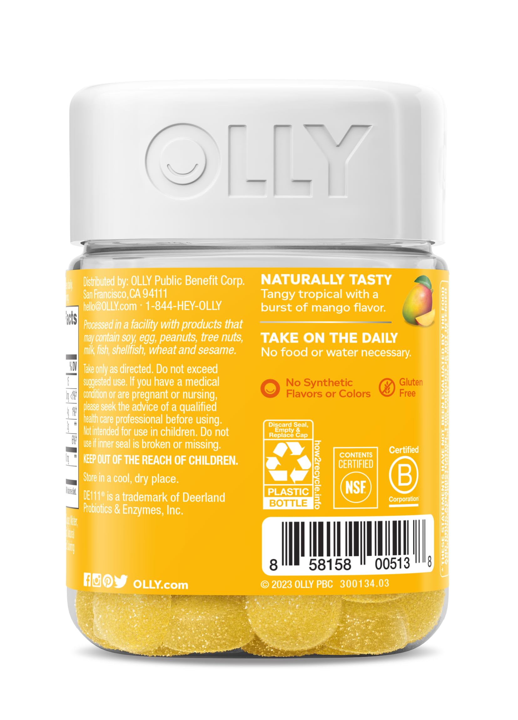 OLLY Probiotic Gummy, Immune and Digestive Support, 1 Billion CFUs, Chewable Probiotic Supplement, Mango, 25 Day Supply - 50 Count OLLYAu supplements