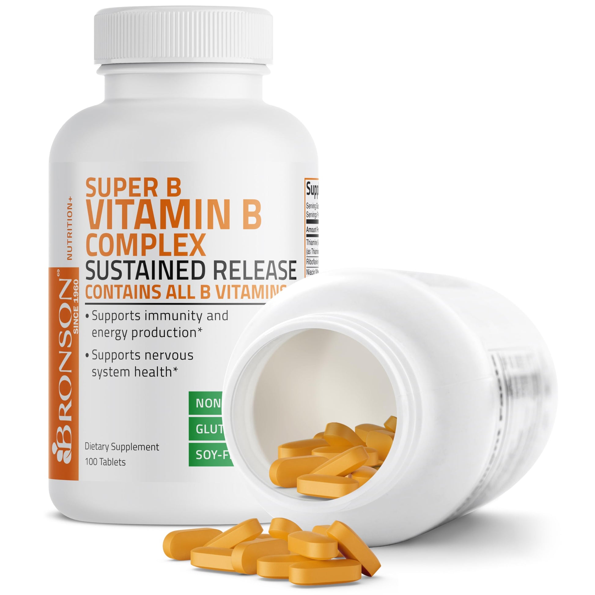 Bronson Super B Vitamin B Complex Sustained Slow Release Vitamin B1, B2, B3, B6, B9 BronsonAu supplements