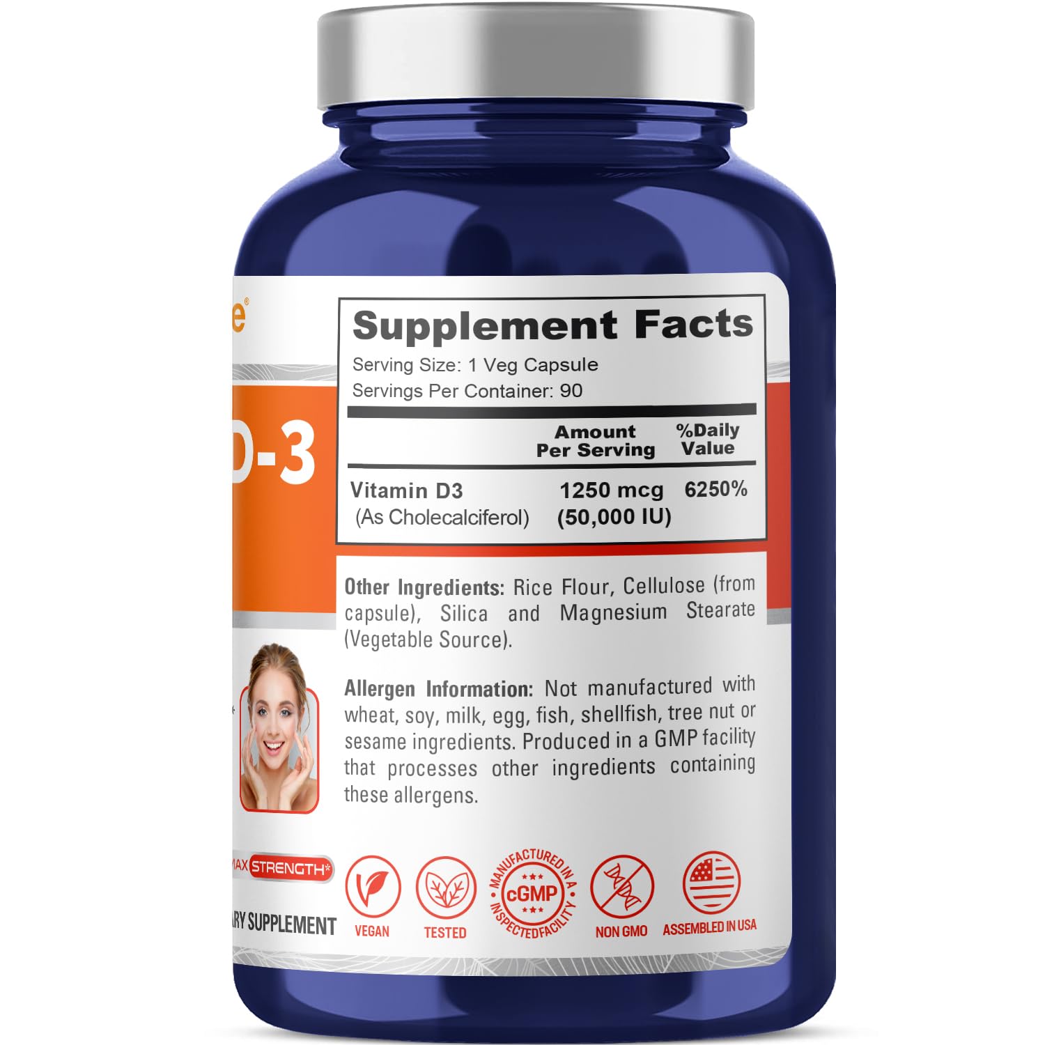 NusaPure Vitamin D3 50,000 IU 90 Veggie Capsules (Non-GMO & Vegan) NusaPureAu supplements