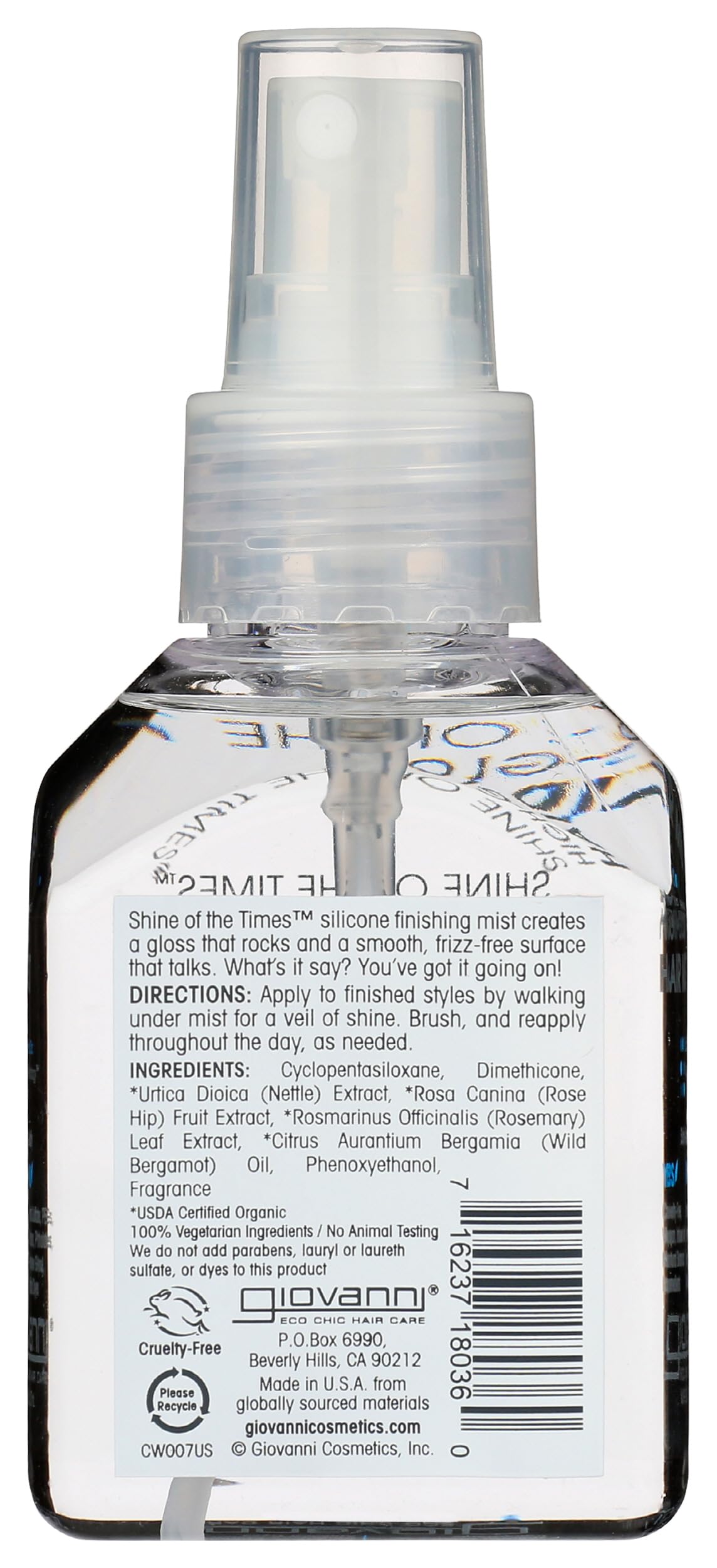 GIOVANNI Shine of the Times Finishing High-Gloss Hair Mist - Anti Frizz Hair Products, Color Safe, Salon Quality, Cruelty-Free, No Parabens, Infused with Natural Botanical Ingredients - 4.3 oz GIOVANNIAu supplements