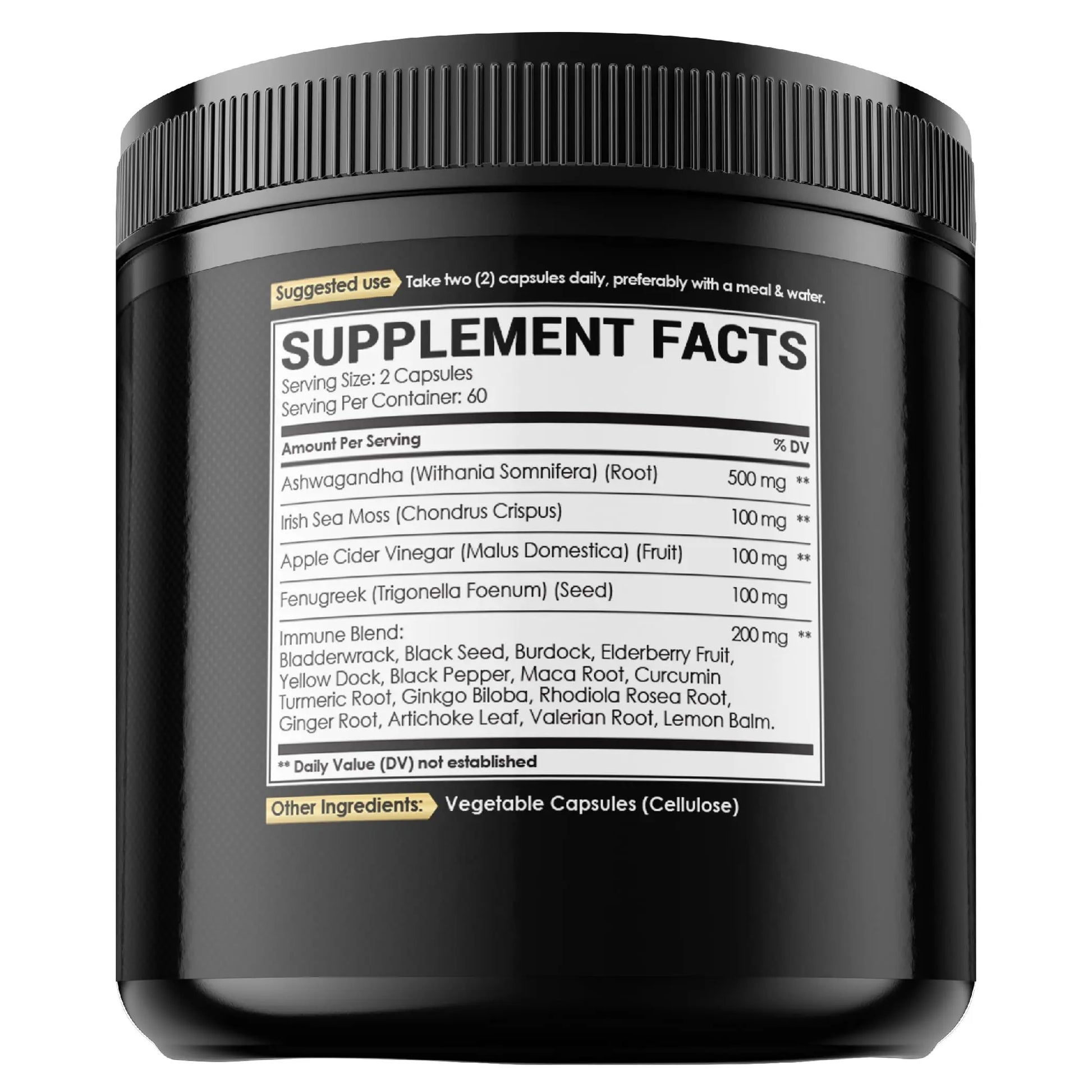 NUQIIT Organic Ashwangdha Capsules 15000mg Irish Sea Moss Apple Cider Vinegar & More - Support Brain Health, Strength & Immune System - 120 Vegan Capsules NUQIITAu supplements