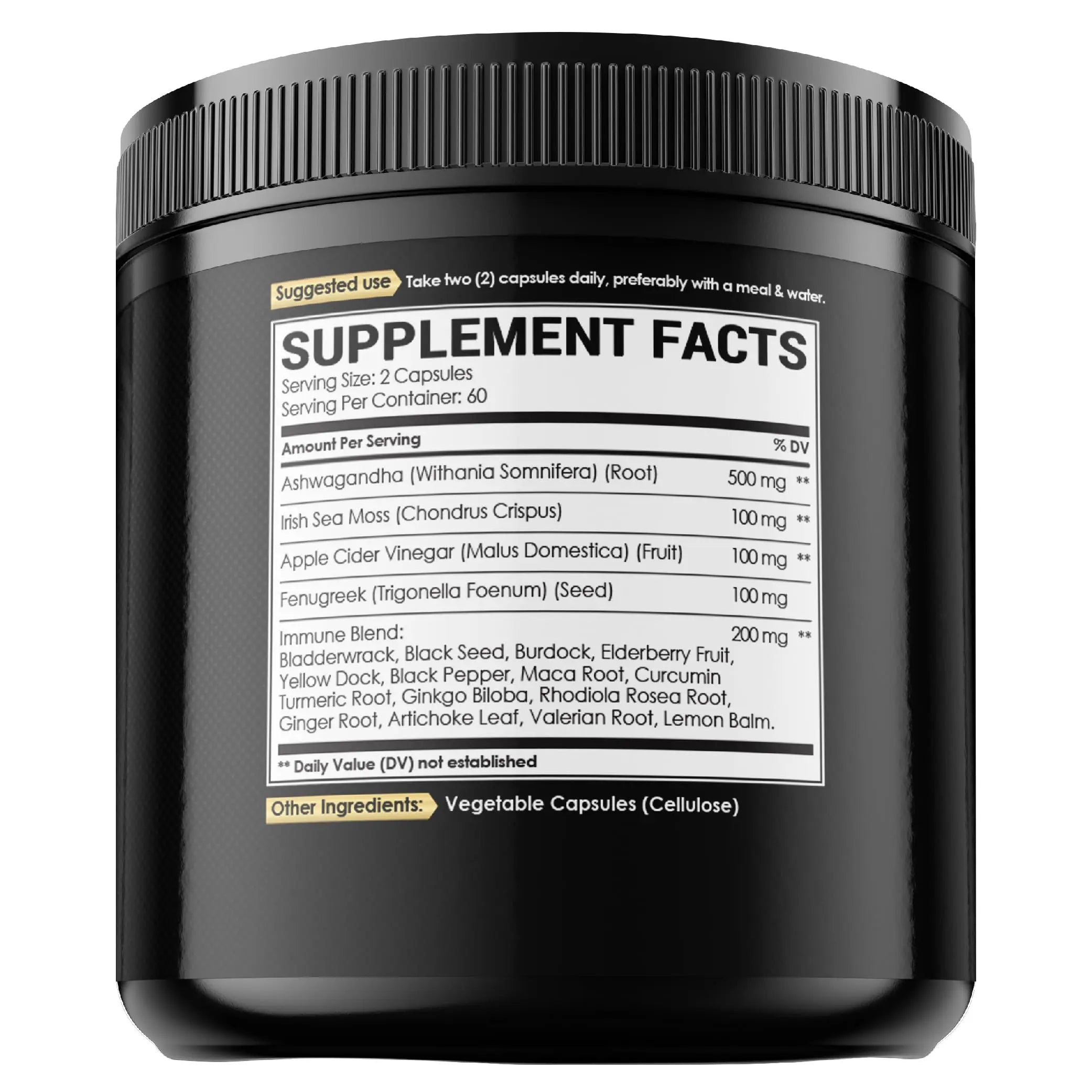 NUQIIT Organic Ashwangdha Capsules 15000mg Irish Sea Moss Apple Cider Vinegar & More - Support Brain Health, Strength & Immune System - 120 Vegan Capsules NUQIITAu supplements