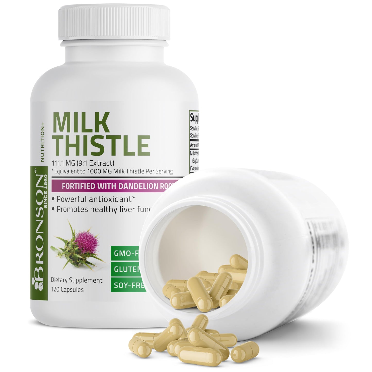Bronson Milk Thistle Silymarin Marianum & Dandelion Root Liver Health Support BronsonUS supplements