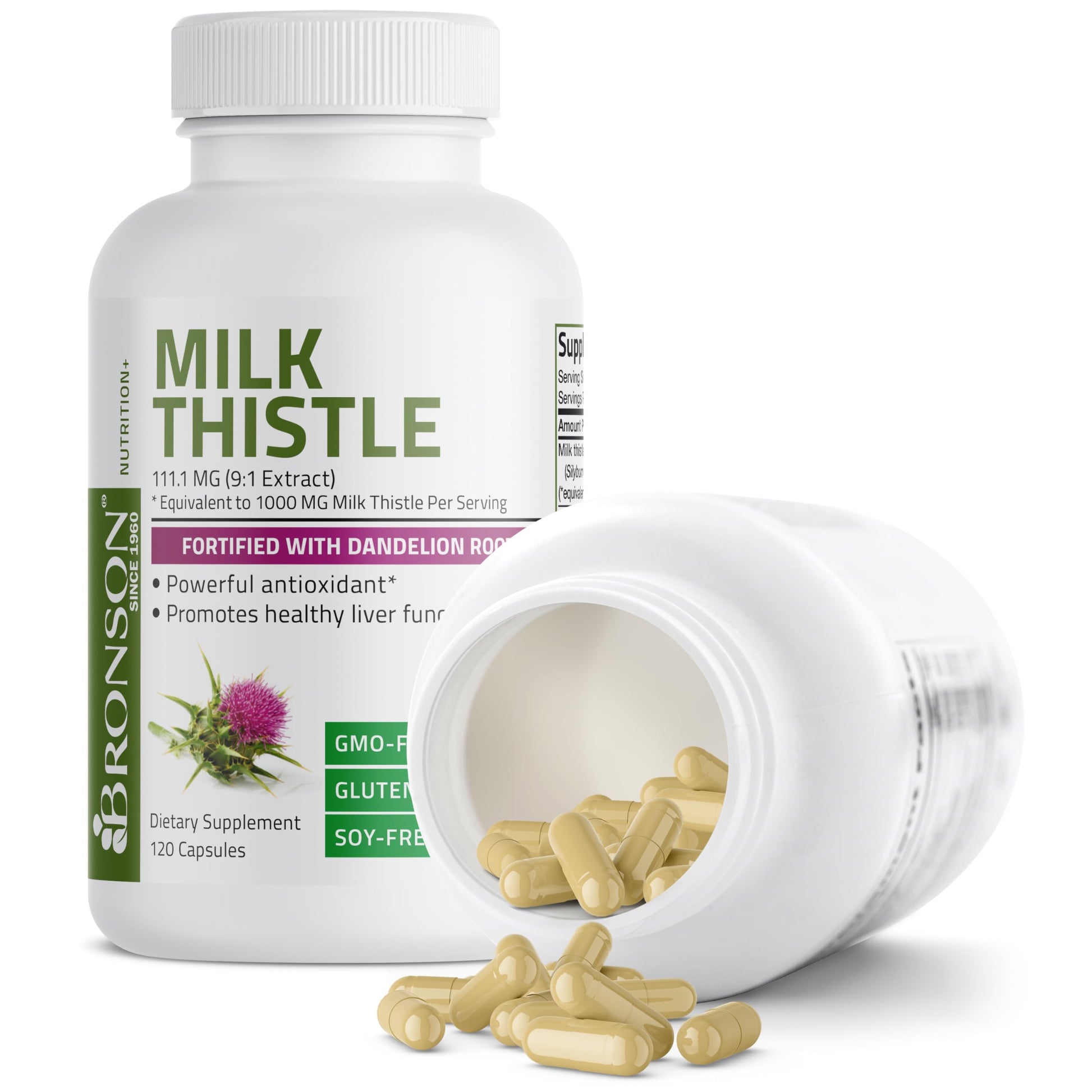 Bronson Milk Thistle Silymarin Marianum & Dandelion Root Liver Health Support BronsonAu supplements