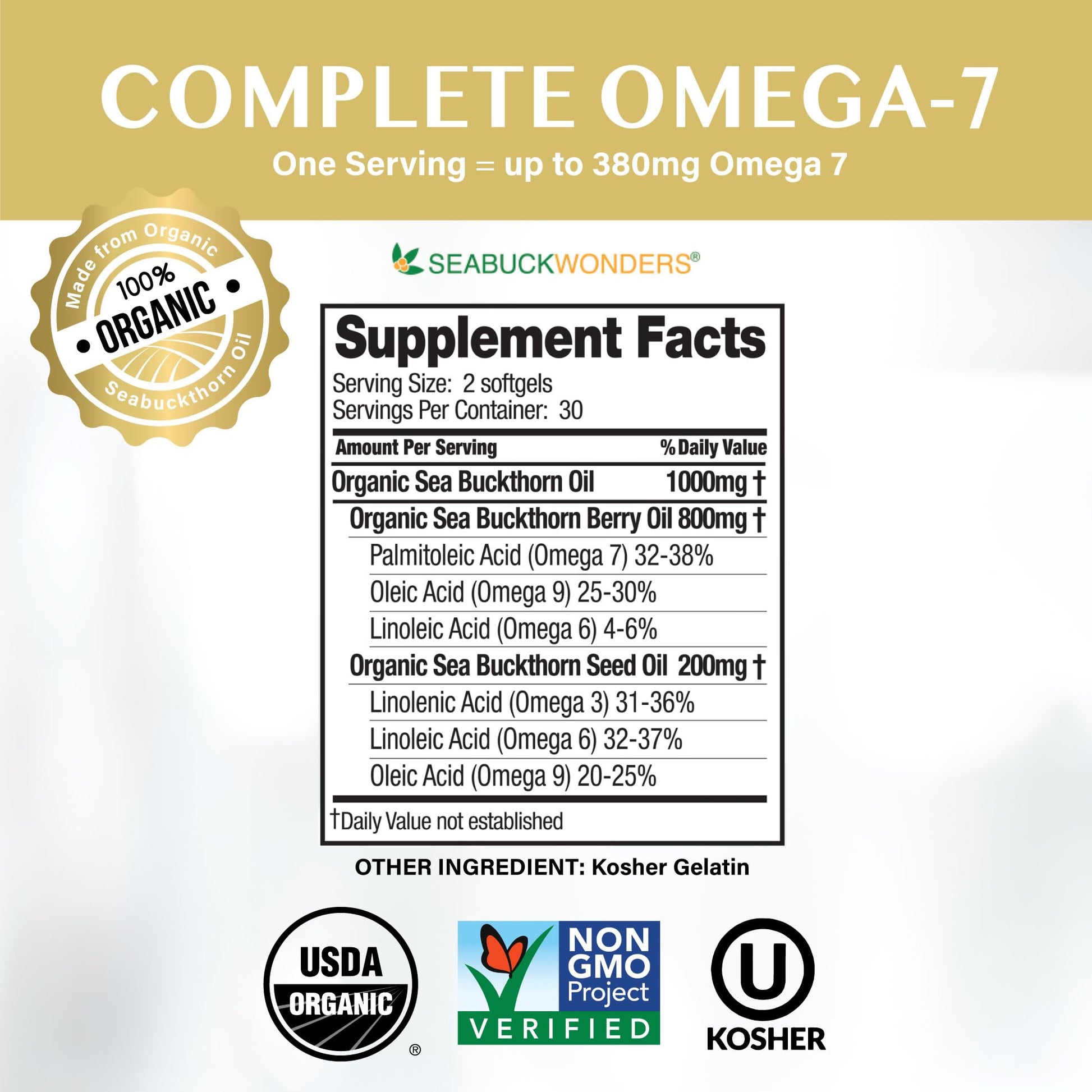 SeabuckWonders Sea Buckthorn Oil Blend, Omega-7 Complete, Max Potency, 120 Count SEABUCKWONDERSAu supplements