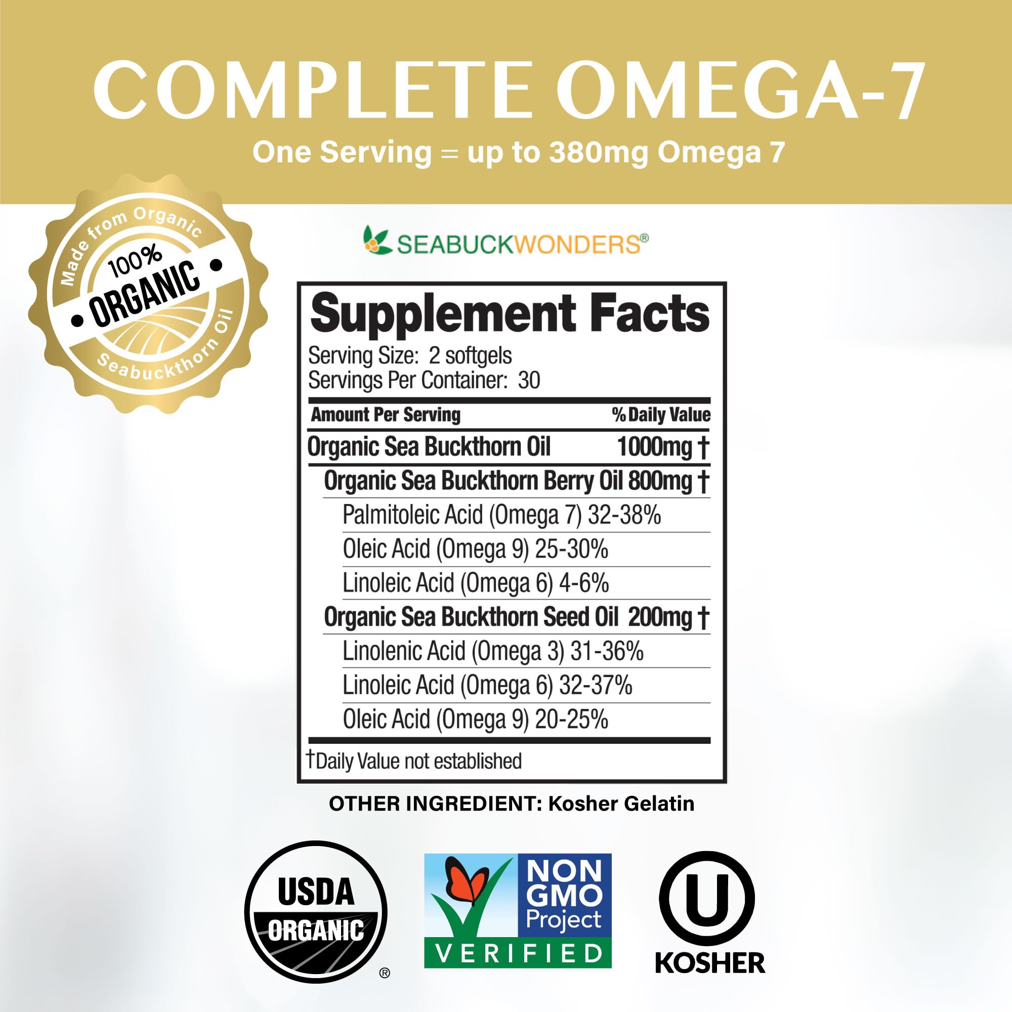 SeabuckWonders Sea Buckthorn Oil Blend, Omega-7 Complete, Max Potency, 120 Count SEABUCKWONDERSAu supplements