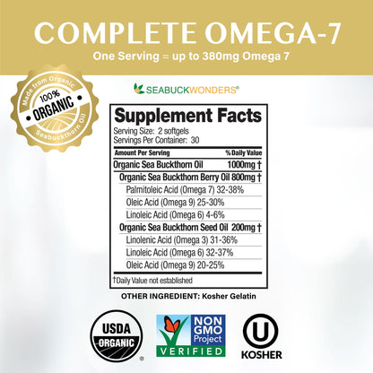 SeabuckWonders Sea Buckthorn Oil Blend, Omega-7 Complete, Max Potency, 120 Count SEABUCKWONDERSUS supplements