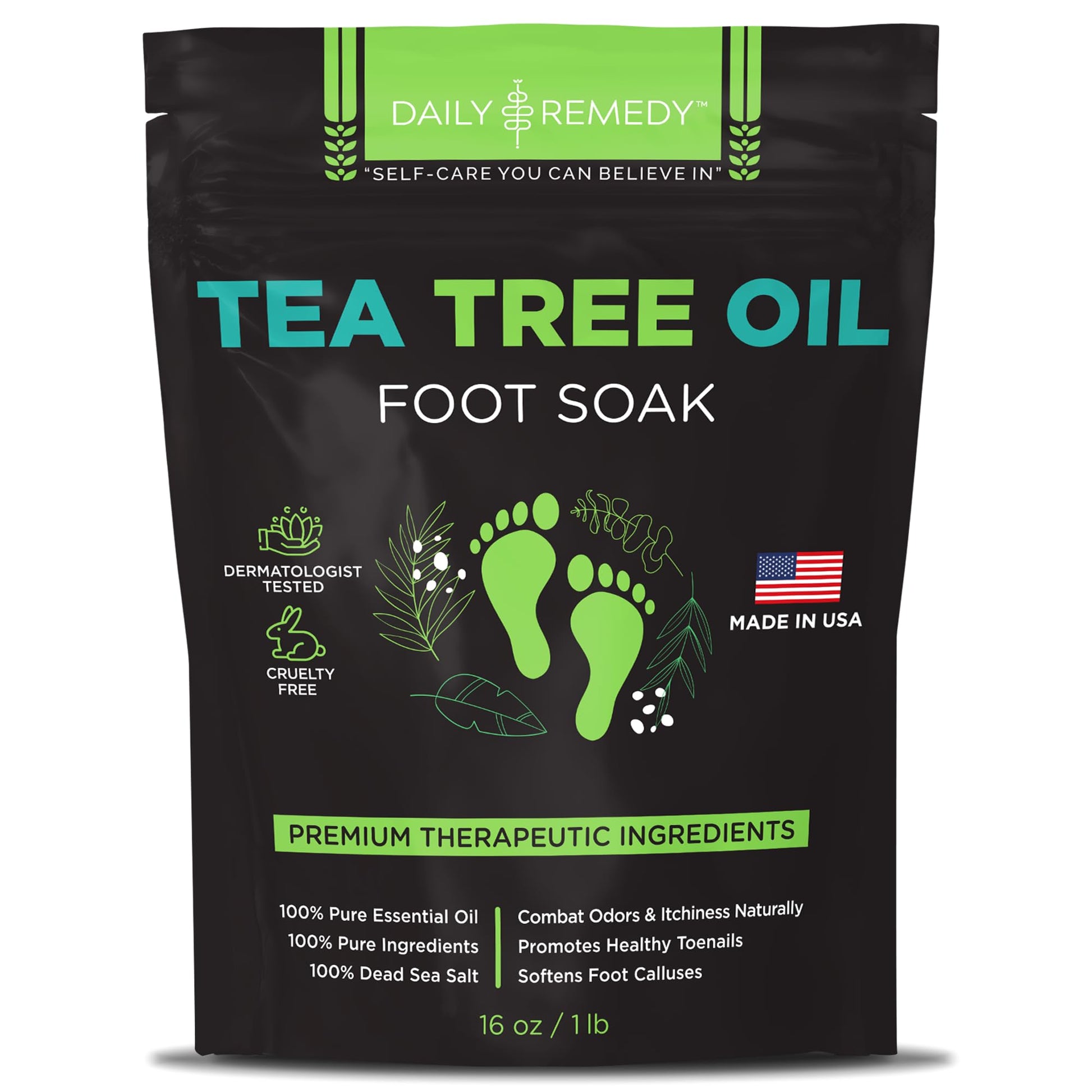 Tea Tree Oil Foot Soak with Epsom Salt - Made in USA - for Toenail Athletes Foot DAILY REMEDYUS supplements