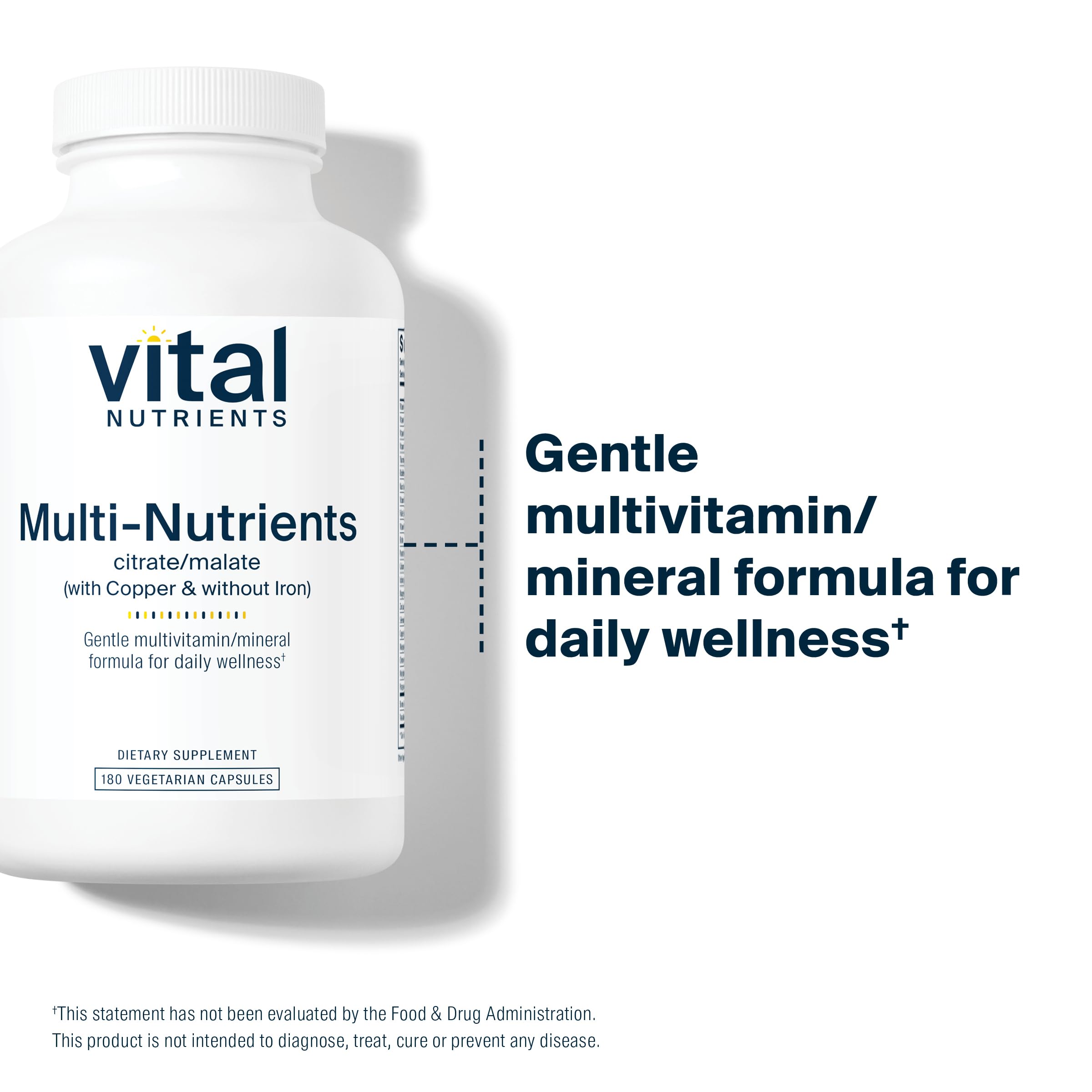 Vital Nutrients - Multi-Nutrients 2 - Citrate/Malate Formula (with Copper and Without Iron) - Multi-Vitamin/Mineral, Potent Antioxidants, Gentle Bioavailable Form - 180 Vegetarian Capsules per Bottle Vital NutrientsAu supplements