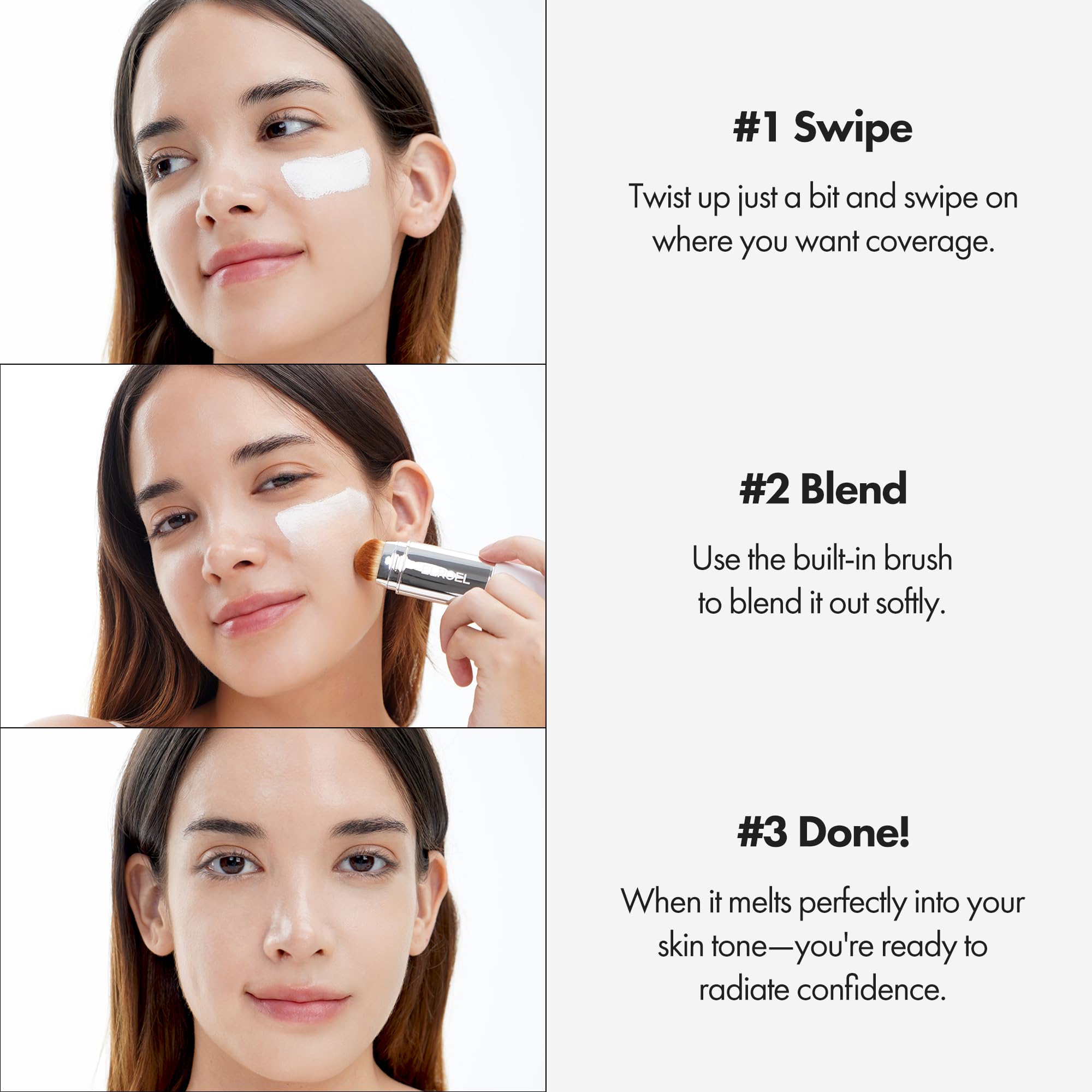 ELROEL Blanc Cover Cream Stick V White - Korean Color-Changing Foundation Stick with Volufiline - Medium to Full Coverage Dewy Finish Base Makeup - Dual-Ended with Detachable Brush (202 Natural) ELROELAu supplements