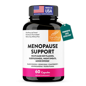 Complete Menopause Support Supplement For Women | With Ashwagandha, Black Cohosh, Dong Quai & Muira Puama | Helps Easing Hot Flashes, Night Sweats, Mood Swings, Hormone Balance & Harmony | 60 Capsules Sandhu'sAu supplements