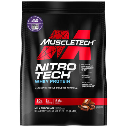 Muscletech Whey Protein Powder (Milk Chocolate, 10 Pound) - Nitro-Tech Muscle Building MuscleTechUS supplements