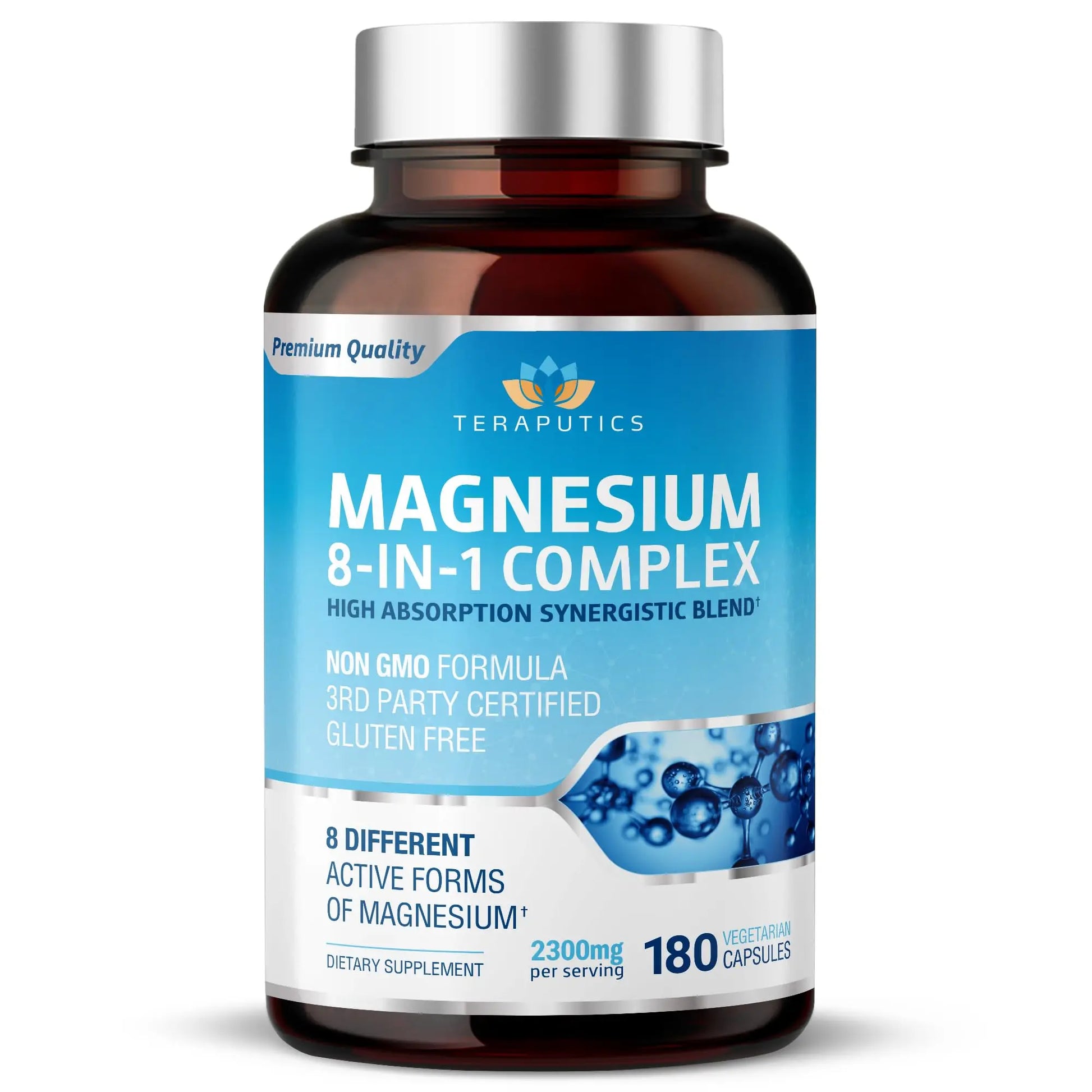 8 in 1 Magnesium Complex for Women & Men 426mg | 180 Vegan Capsules | MAG-8 Blend: Citrate, Bisglycinate, Malate, & More | Non-GMO Magnesio Complex Supplement | Provides 100% Daily Recommended Value TeraputicsAu supplements
