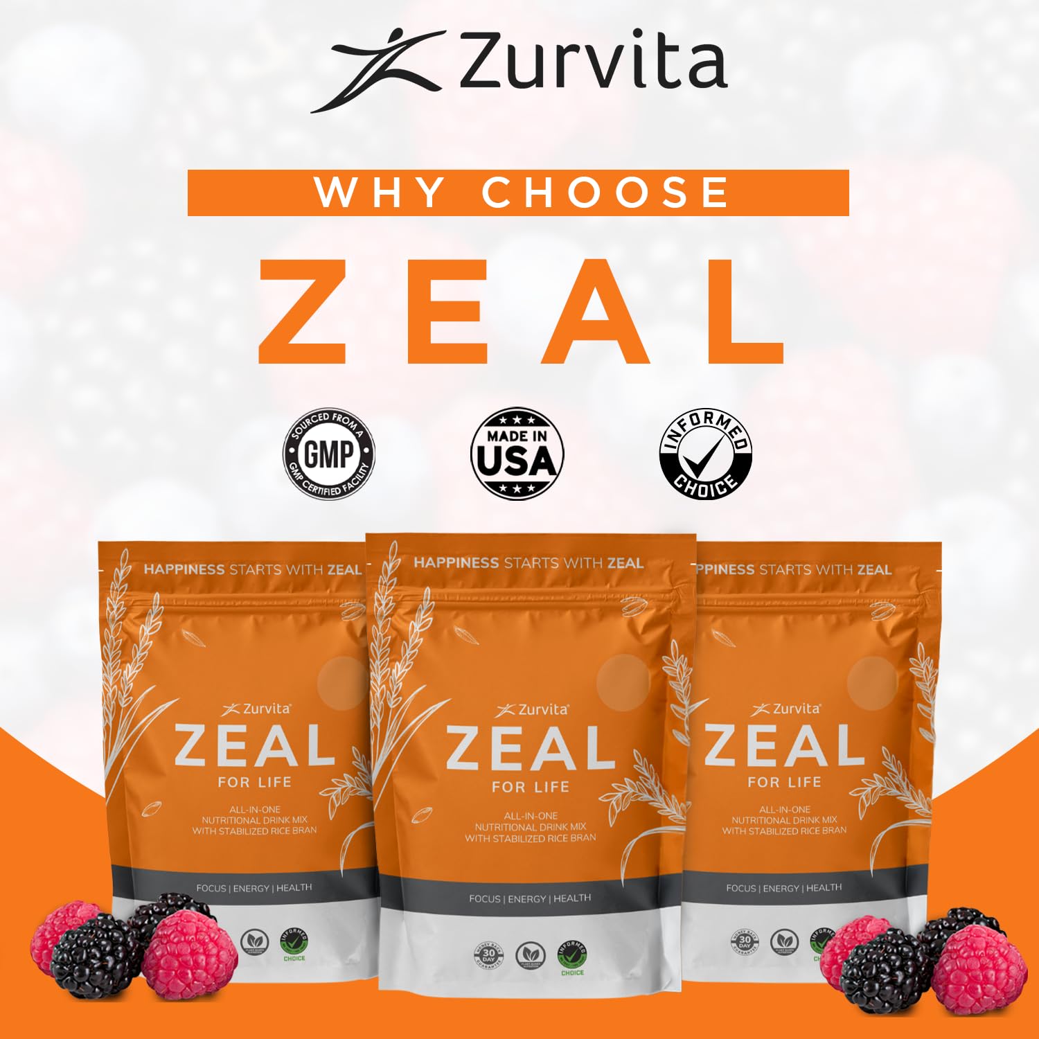 Zurvita - Zeal for Life Wellness Drink Mix - Wild Berry (Classic) Flavor - Gluten-Free, Vegan, with Vitamins and Minerals - 10 Single Packets ZurvitaAu supplements