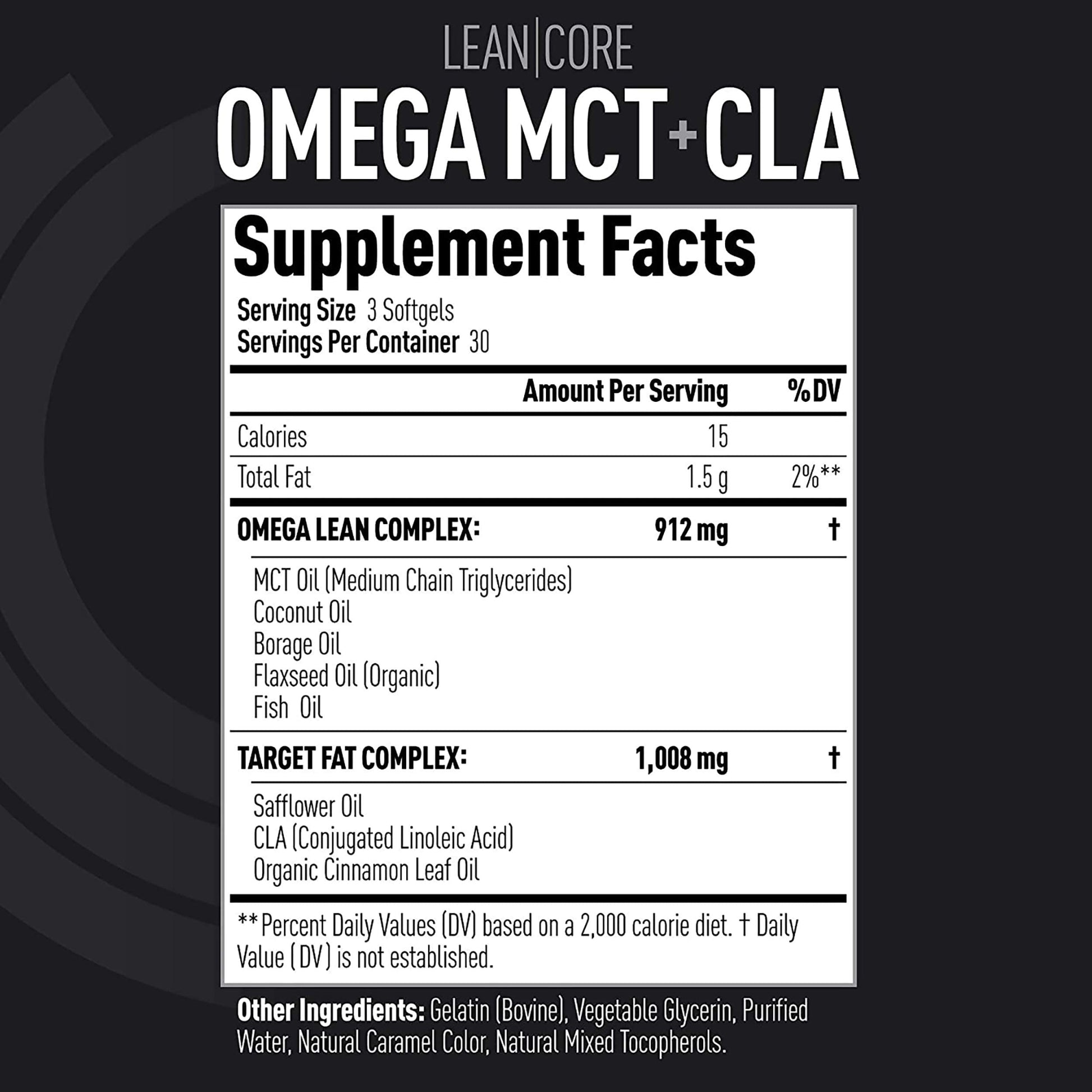 Lean CORE Omega MCT + CLA - Stimulant Free Health Formula, Lean Muscle & Toned (CORE)ACTIVEUS supplements