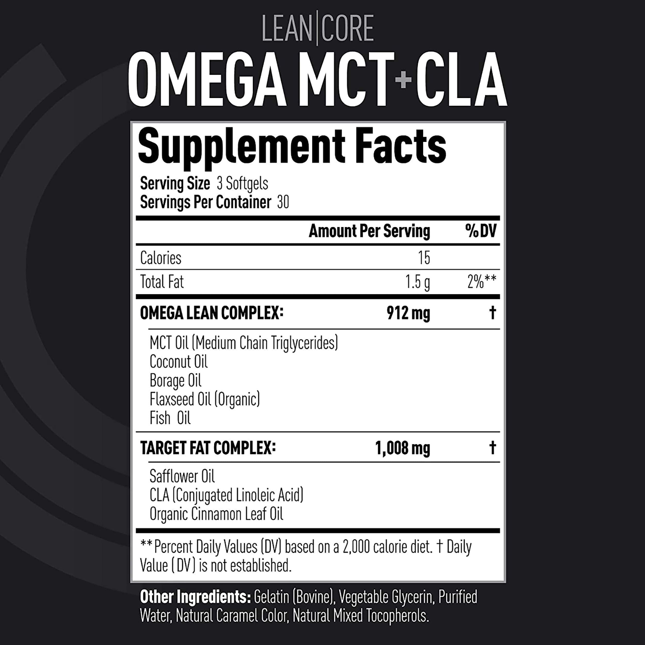 Lean CORE Omega MCT + CLA - Stimulant Free Health Formula, Lean Muscle & Toned (CORE)ACTIVEUS supplements