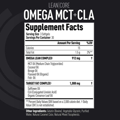Lean CORE Omega MCT + CLA - Stimulant Free Health Formula, Lean Muscle & Toned (CORE)ACTIVEUS supplements