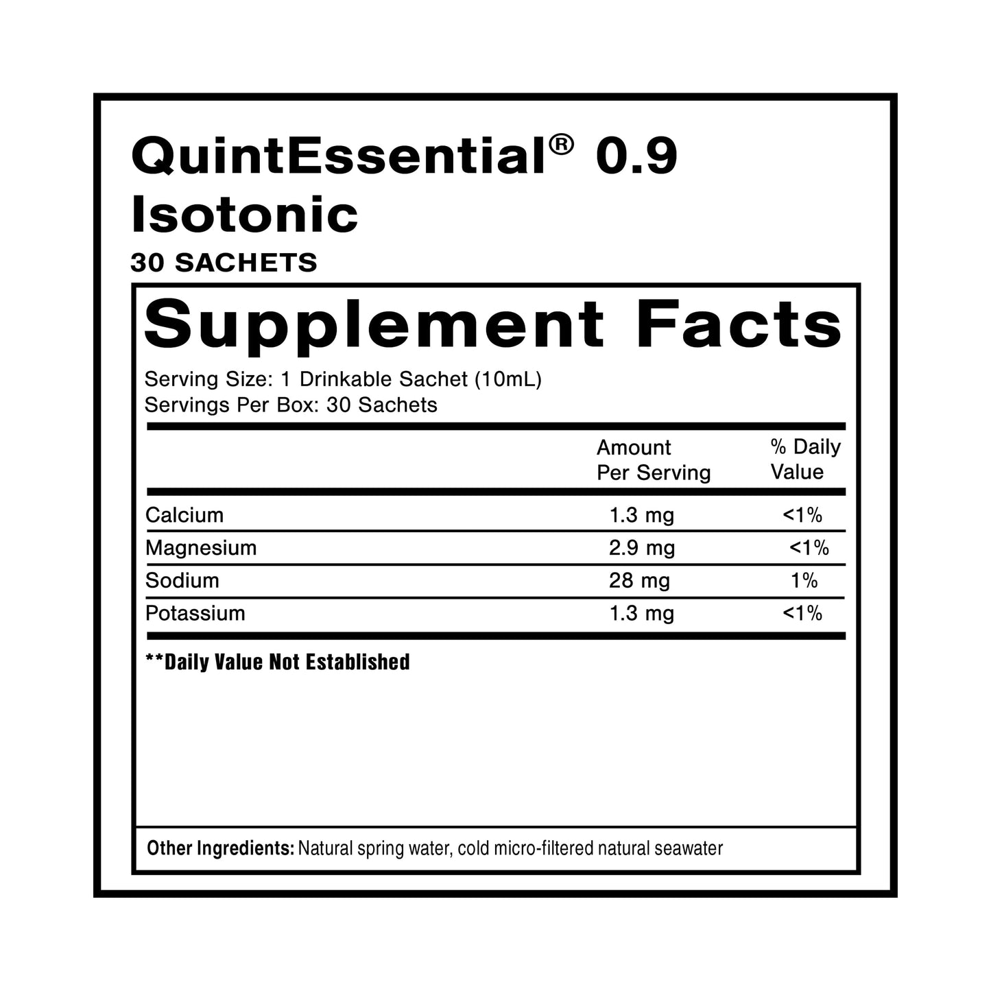 Quicksilver Scientific Quintessential 0.9 Sachets - Isotonic Solution with Sea Water Minerals + Alpine Spring - Liquid Hydration, Electrolyte + Multi Minerals Supplement (30 Count) Quicksilver ScientificUS supplements