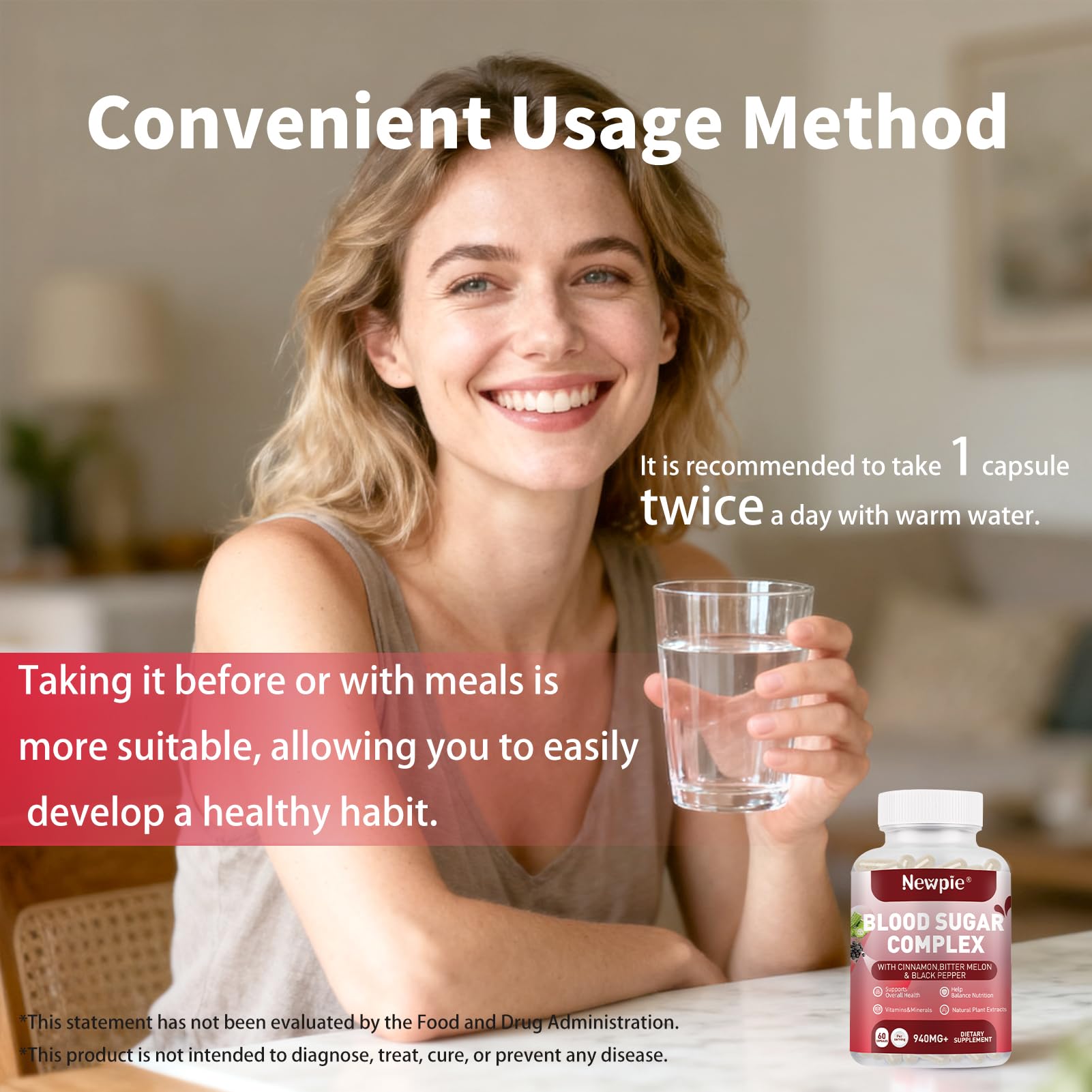 Blood Sugar Complex Supplement – Natural with 20 Active Herbs and Vitamins, Including Cinnamon, Bitter Melon, Black Pepper, Licorice, Vegan, Non-GMO, Gluten-Free, 60 Capsules HOWEEJETAu supplements