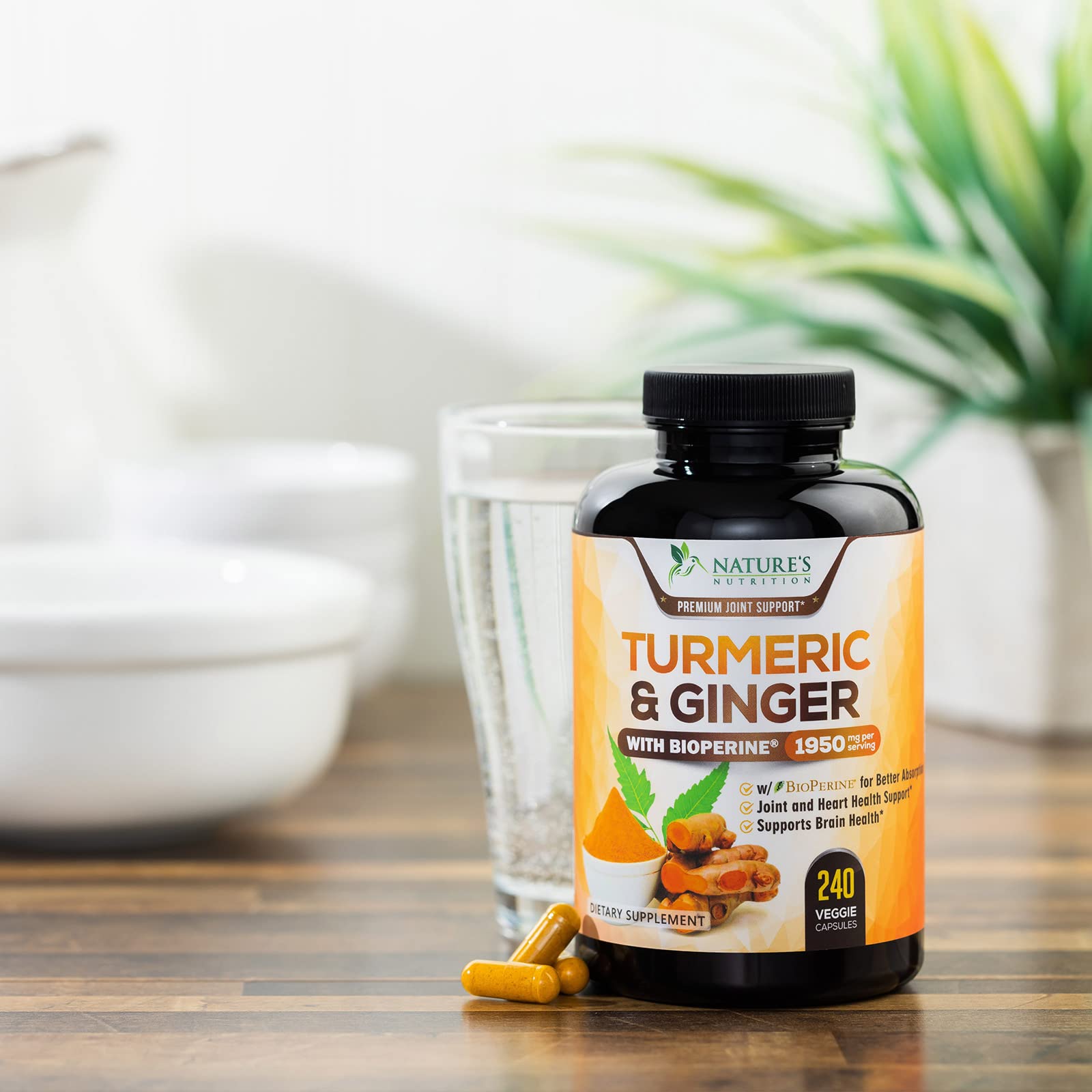 Turmeric Curcumin with BioPerine & Ginger 95% Standardized Curcuminoids 1950mg Nature's NutritionAu supplements