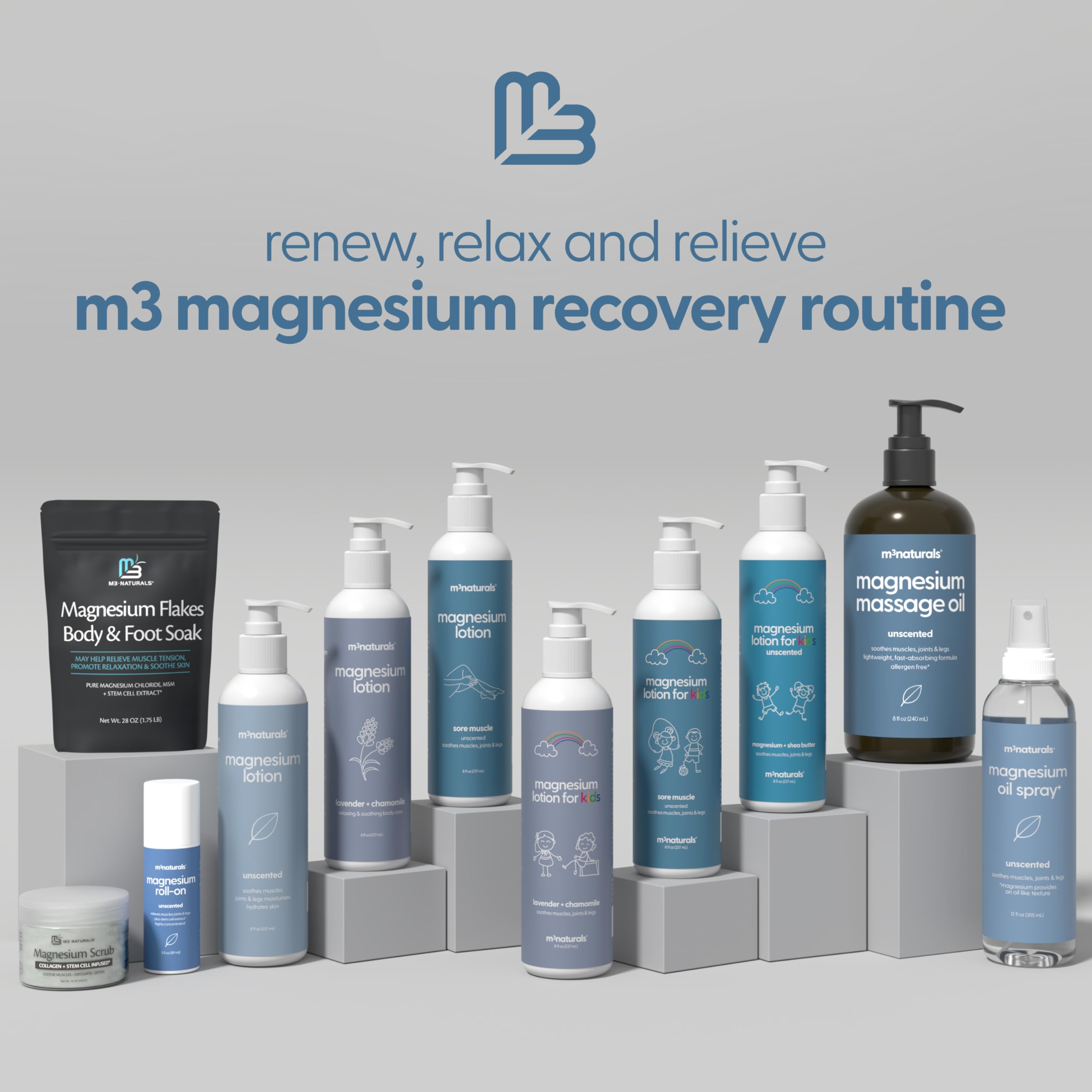 Magnesium Roll On for Adults & Kids, Easy Application for Sore Muscles, Feet, Joints and Leg Cramps, Helps with Sleeping and Post-Workout Recovery, for Sensitive Skin, 3 fl oz, by M3 M3 NaturalsAu supplements
