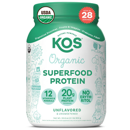 KOS Vegan Protein Powder, Unflavored & Unsweetened - Low Carb Pea Protein Blend KOSUS supplements
