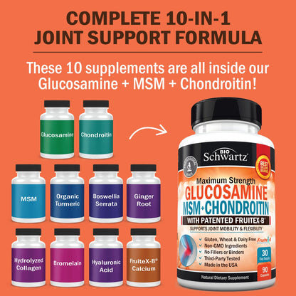 Glucosamine Chondroitin MSM 2110mg - Joint Support Supplement with Turmeric BioSchwartzUS supplements