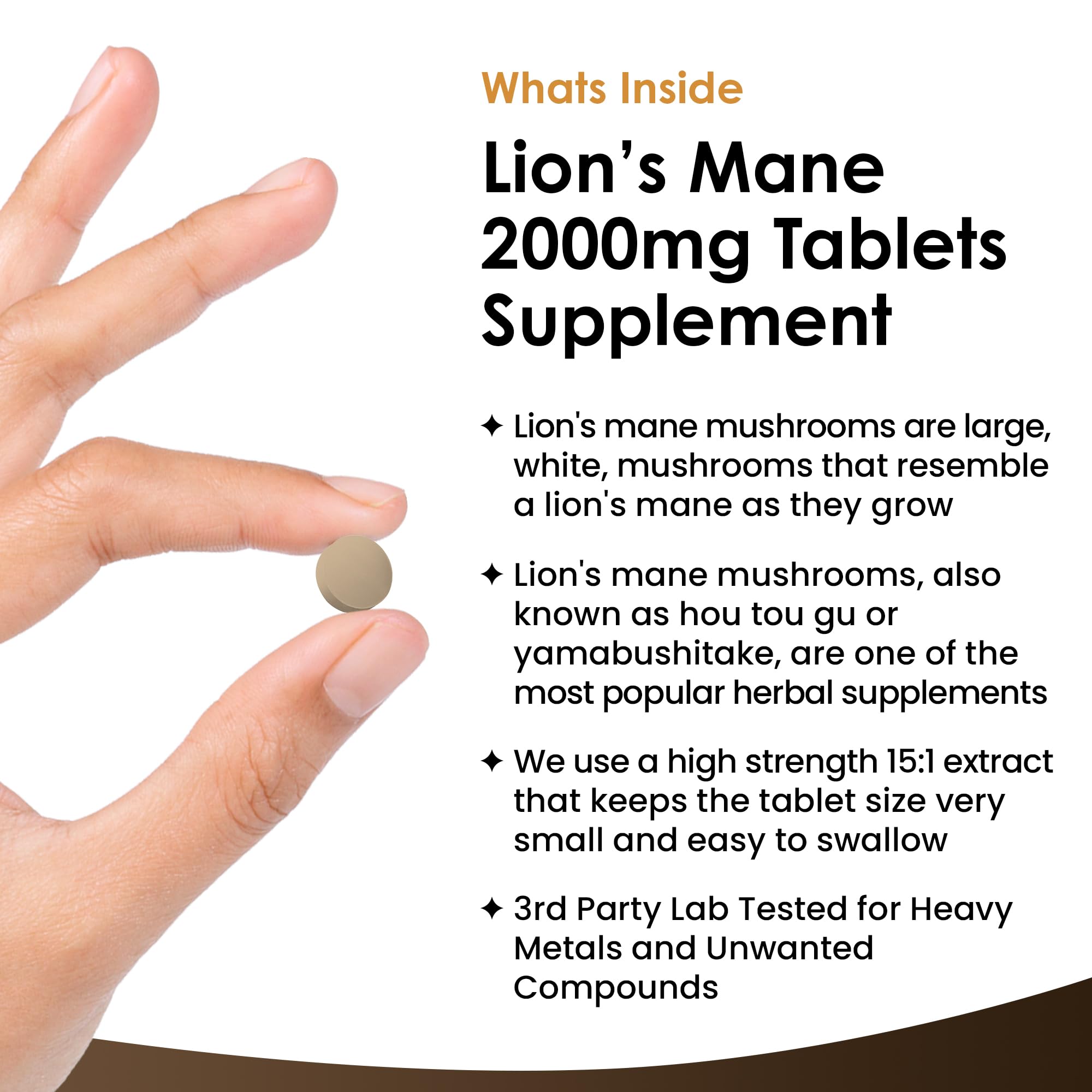 Lions Mane Mushroom Extract Supplement 2000mg - 180 High Strength Vegan Tablets NEW LEAF PRODUCTSUS supplements