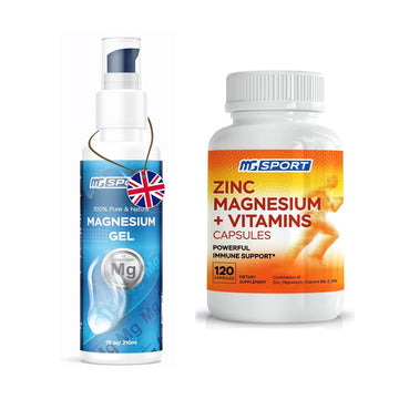 High Absorption Zinc and Magnesium Bundle for Muscle Recovery - Zinc Supplement and Transdermal Magnesium Gel for Leg Cramps MgSportAu supplements