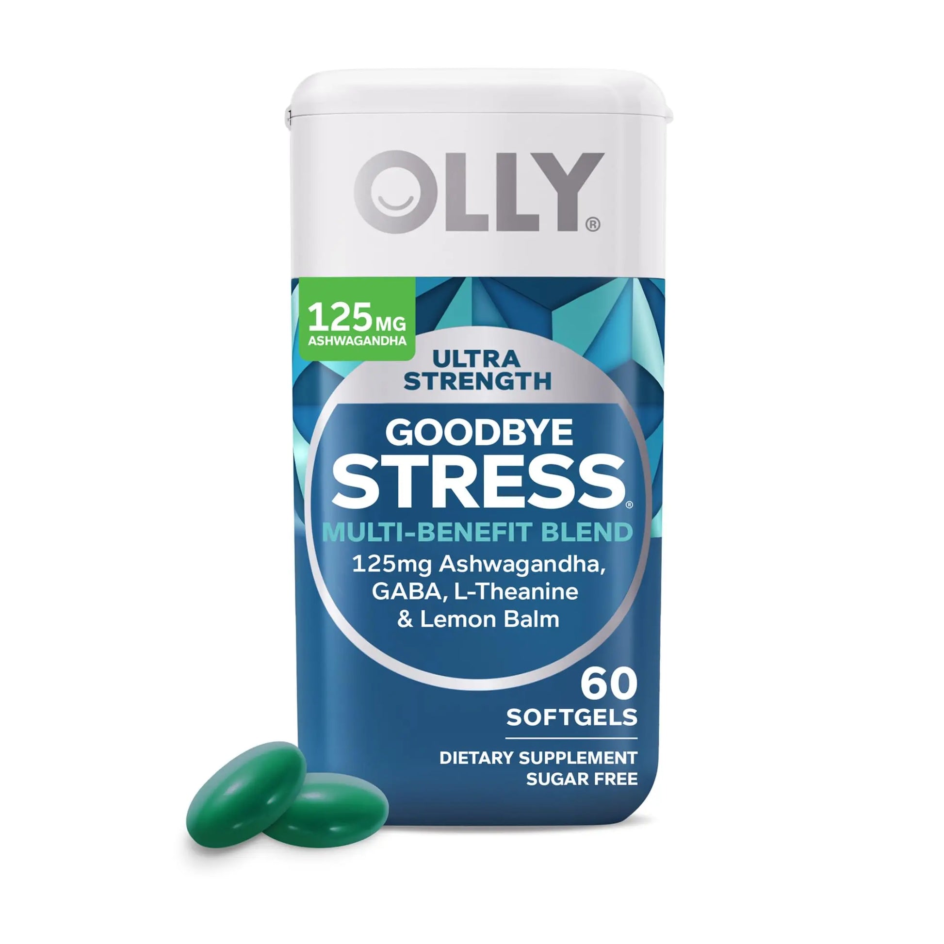 OLLY Ultra Strength Goodbye Stress Softgels 60 Count & Laser Focus Gummy 36 Count Brain Support Supplement Bundle OLLYnz supplements
