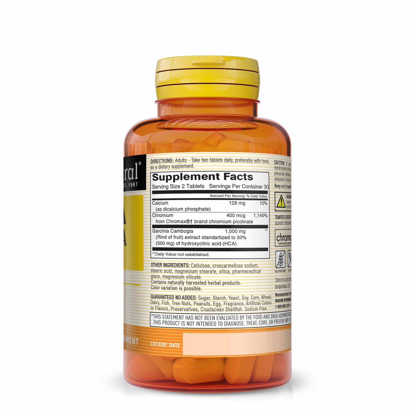 MASON NATURAL Garcinia Cambogia 500 mg HCA with Calcium and Chromium MASON NATURALUS supplements