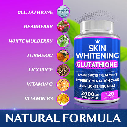 Glutathione Whitening Pills - 120 Capsules 2000mg Glutathione - Effective Skin Lightening NORTHERN CROWN COSMETICSUS supplements