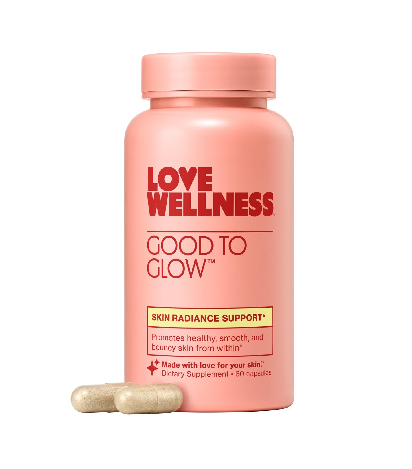 Love Wellness Good to Glow | Collagen Supplement with Biotin, Vitamin C, E, Ashwagandha & Zinc | Promotes Smooth, Glowing & Clear Skin | Enhances Smoothness & Promotes Healthy Skin | 60 Count Love WellnessUS supplements