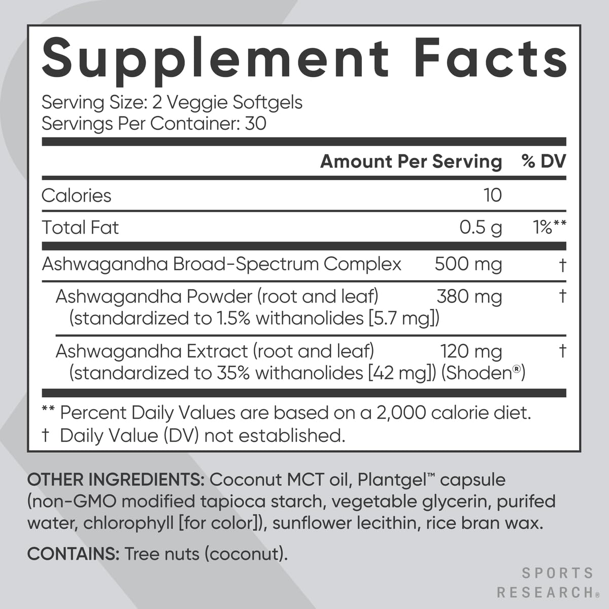 Sports Research® Ashwagandha Softgels with Coconut MCT Oil - Natural Adaptogen Made with Shoden® Ashwa for Relaxation, Calm & Sleep Support - Gluten Free & Vegan Friendly - 60 Count Sports ResearchAu supplements