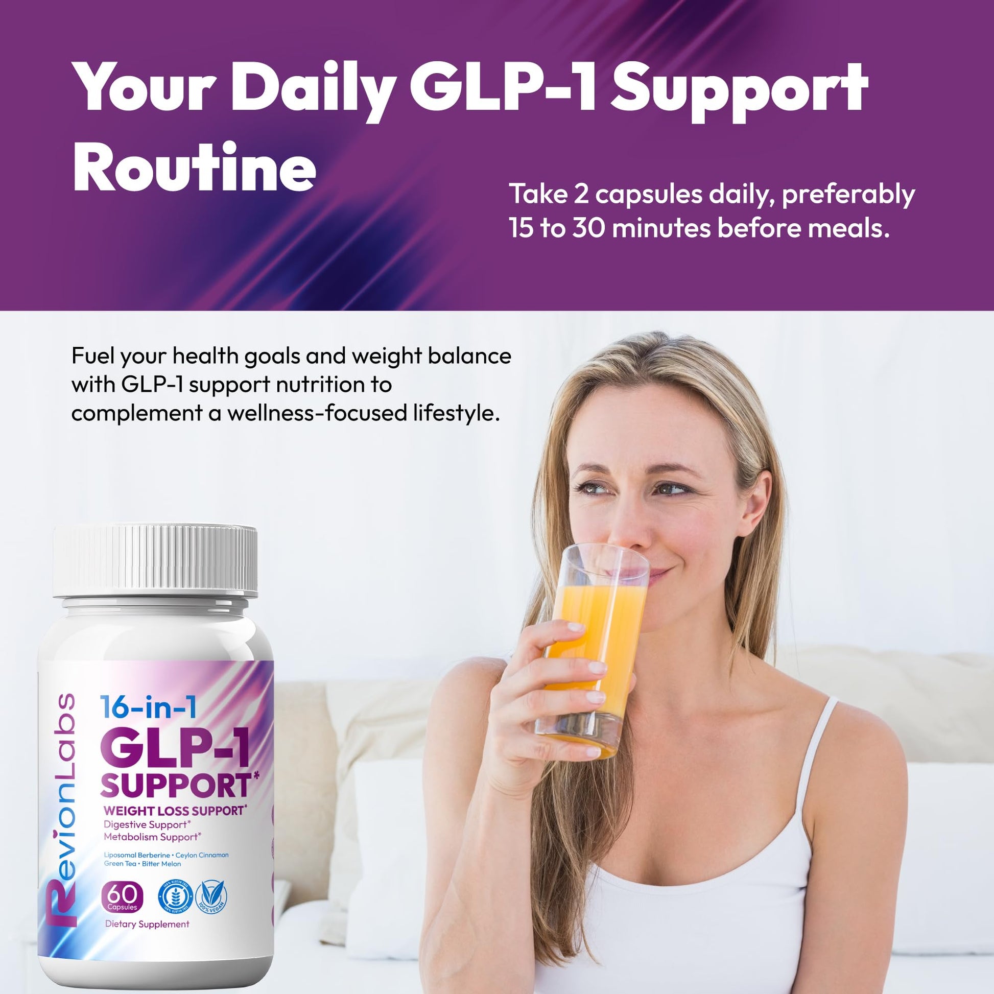 Revion LABS GLP-1 Support Weight Loss Supplement - Natural Appetite Suppressant for Women Men - Berberine Support Activate Hunger Control Curb Cravings Boost Metabolism Fat Burn & Gut Health Revion LABSAu supplements