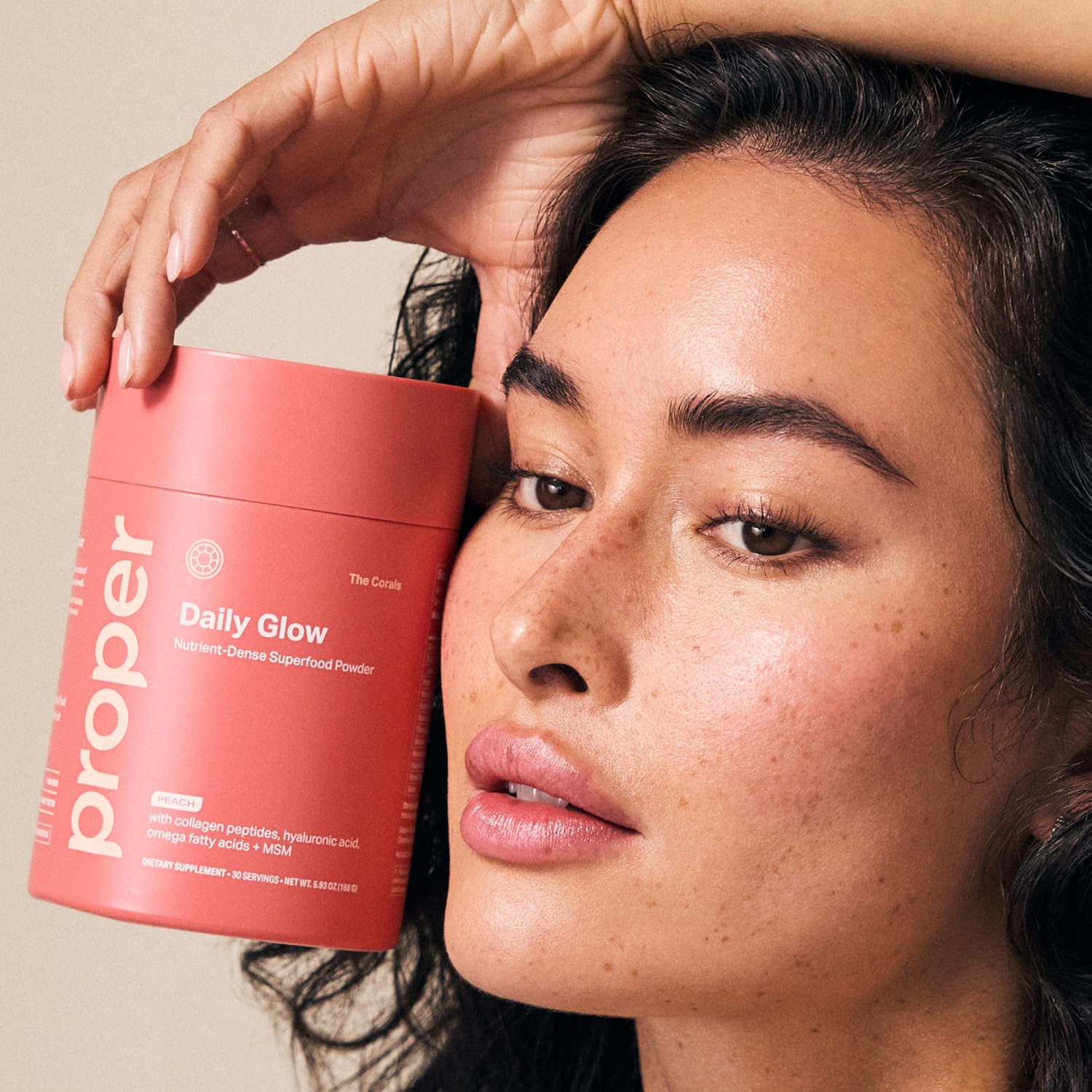 Proper, The Corals Daily Glow Beauty Blend - Nutrient Dense Superfood Powder with Collagen Peptides, Hyaluronic Acid Powder, Vitamin C, and MSM. Hair, Skin, Nail Vitamin Supplement for Women & Men ProperAu supplements