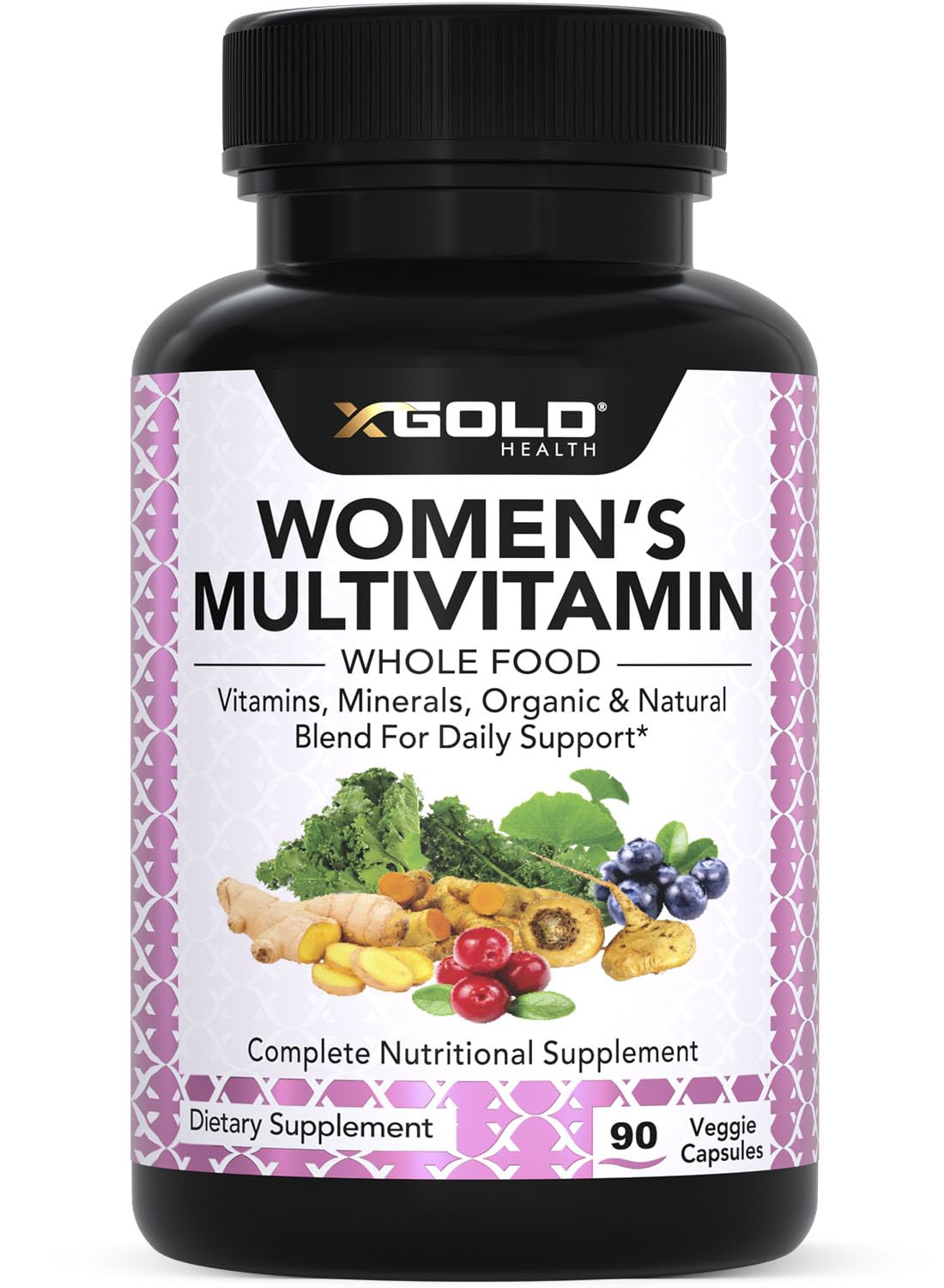 Vegan Women's Daily Multivitamin 50 Plus with Organic WholeFood Based Natural Ingredients, Ginger, Maca, Multi-Vitamin B Complex & More X Gold HealthUS supplements
