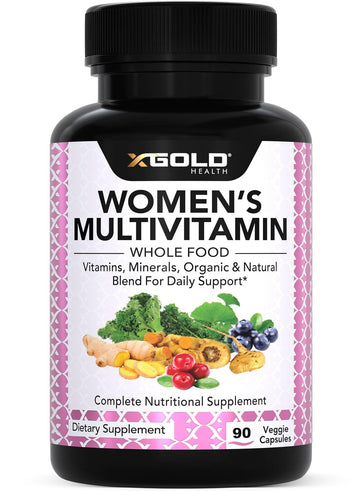Vegan Women's Daily Multivitamin 50 Plus with Organic WholeFood Based Natural Ingredients, Ginger, Maca, Multi-Vitamin B Complex & More X Gold HealthUS supplements