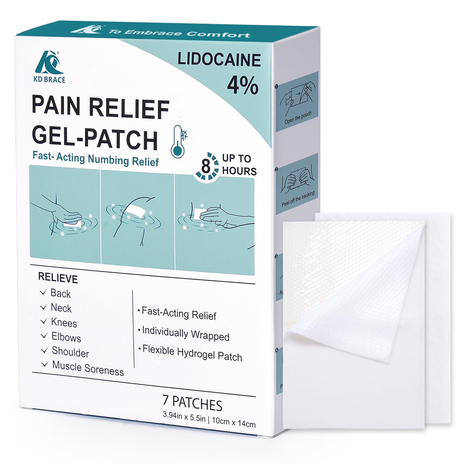 KD 4% Lidocaine Pain Relief Patches: Maximum Strength Lidocaine Patch for Back, Neck, Shoulder, Knee Pain, and Muscle Soreness – Large 3.9” x 5.5” (7 Count) KDAu supplements