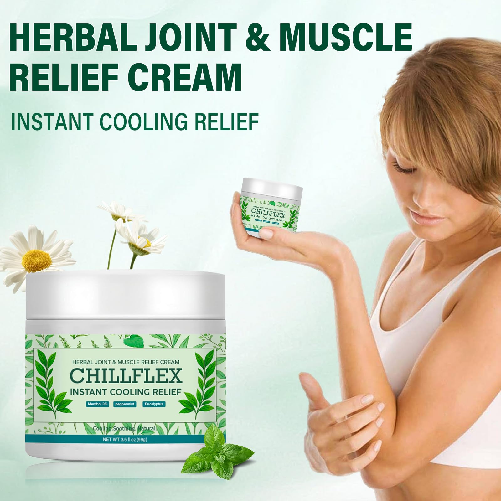Menthol Soothing Cream, 3.5 Oz Joint Activities Throughout The Body, Cooling Soothing Ointment for Muscle, Head, Lumbar, Neck, Hands and Feet, 2 Pack CLORISLANDAu supplements