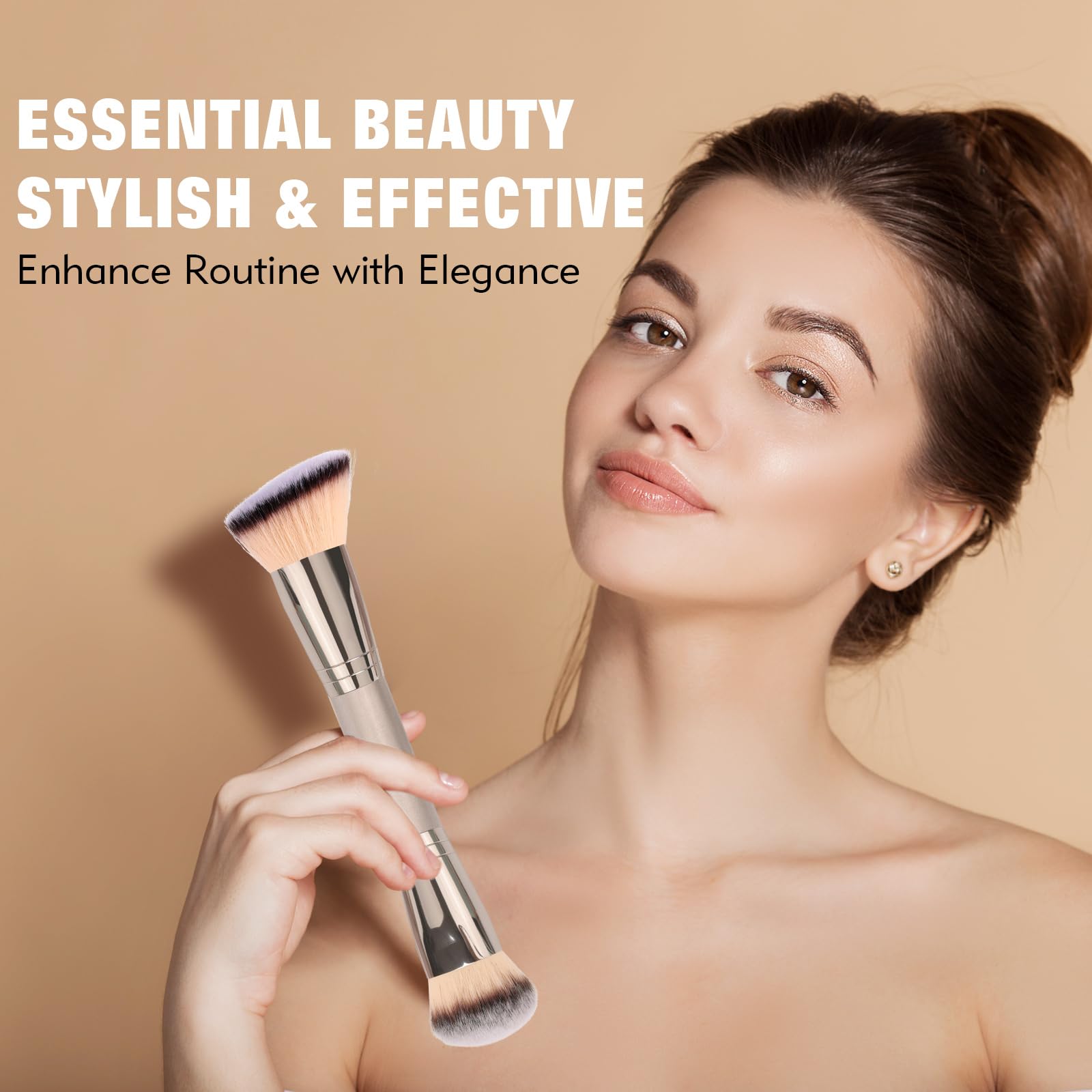 Dual-Ended Foundation Brush: Round & Angled Pro-Grade makeup brushes, 100% Vegan Synthetic Makeup Brush for Flawless Blending and Application of Liquid, Powder, Cream, Blush dpollaAu supplements