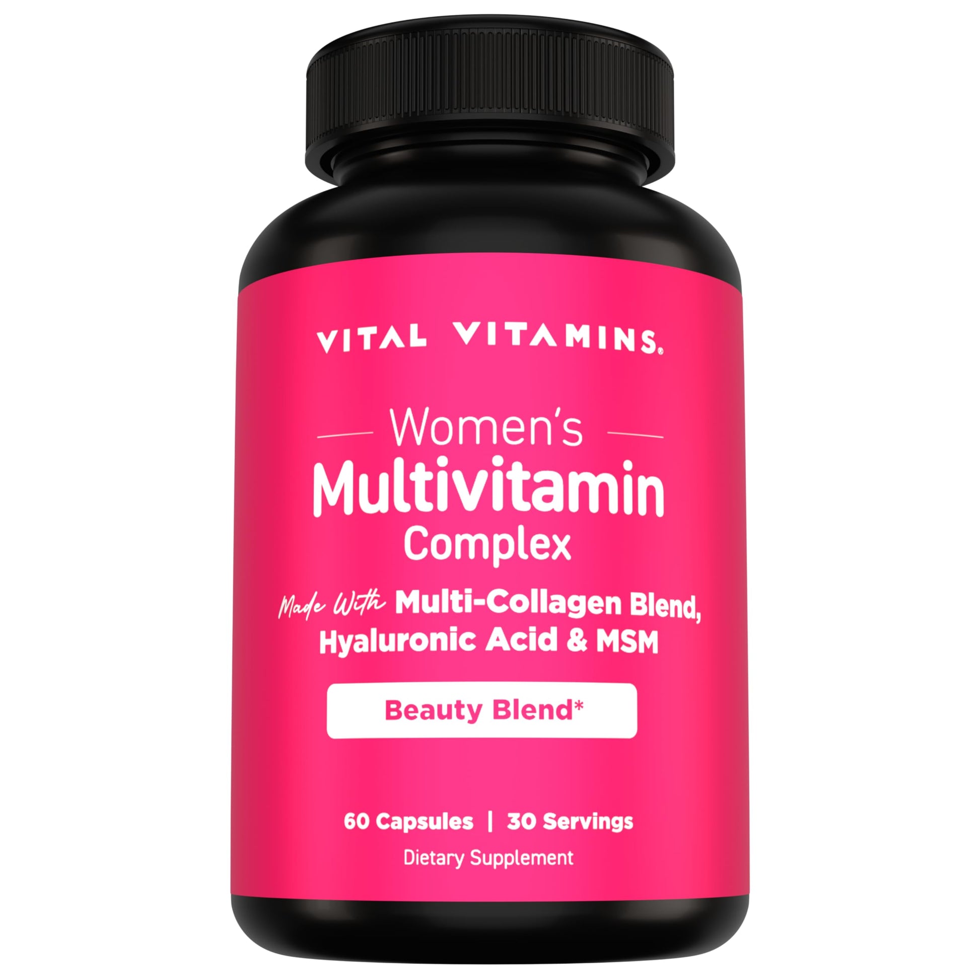 Vital Vitamins Women's Multivitamin Complex - Made with Multi-Collagen Blend, Hyaluronic Acid, & MSM - Beauty Multivitamins - with Vitamin A, C, E, B6, B12, D3-60 Capsules Vital VitaminsAu supplements