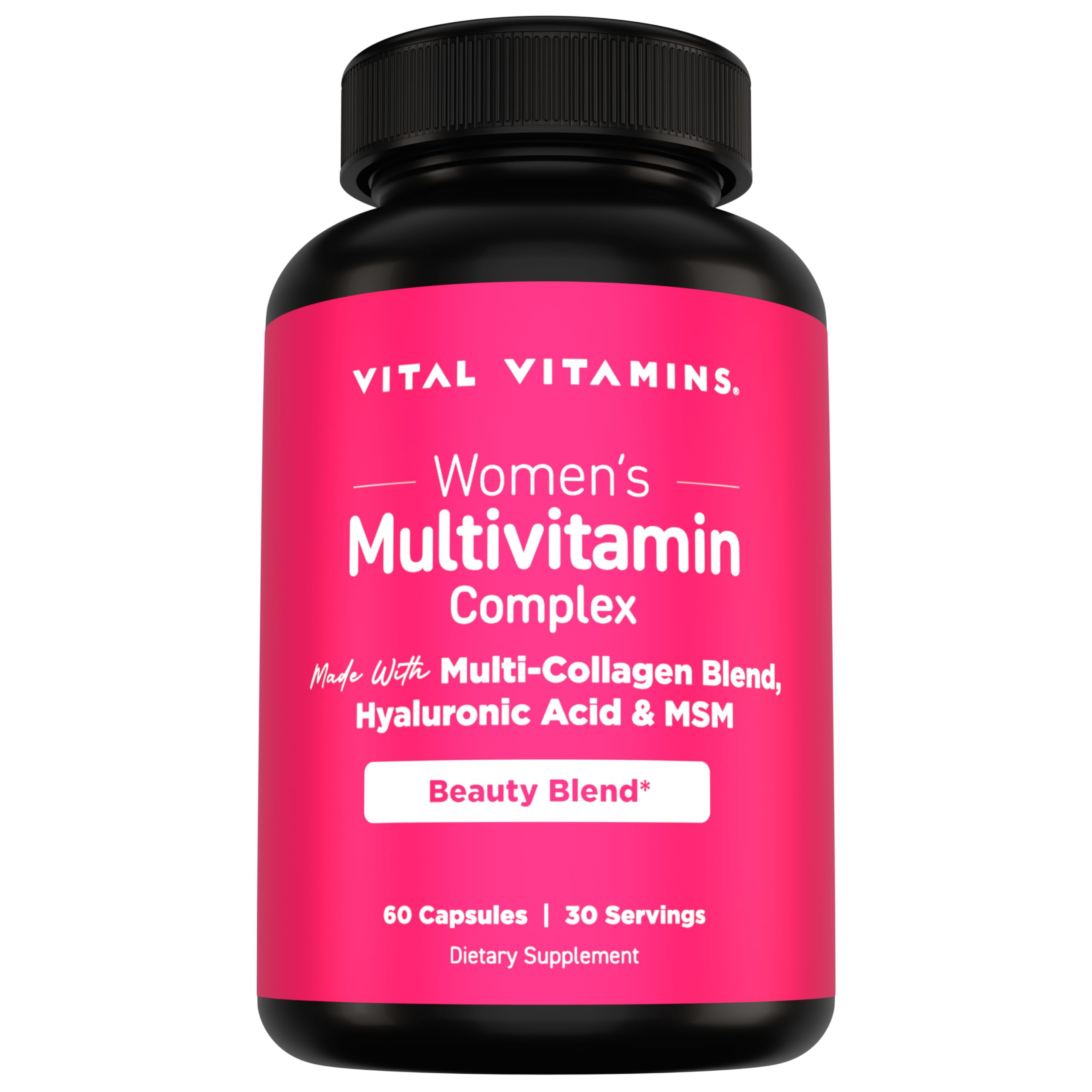 Vital Vitamins Women's Multivitamin Complex - Made with Multi-Collagen Blend, Hyaluronic Acid, & MSM - Beauty Multivitamins - with Vitamin A, C, E, B6, B12, D3-60 Capsules Vital VitaminsAu supplements