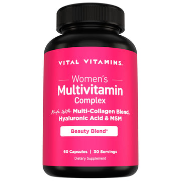 Vital Vitamins Women's Multivitamin Complex - Made with Multi-Collagen Blend, Hyaluronic Acid, & MSM - Beauty Multivitamins - with Vitamin A, C, E, B6, B12, D3-60 Capsules Vital VitaminsAu supplements