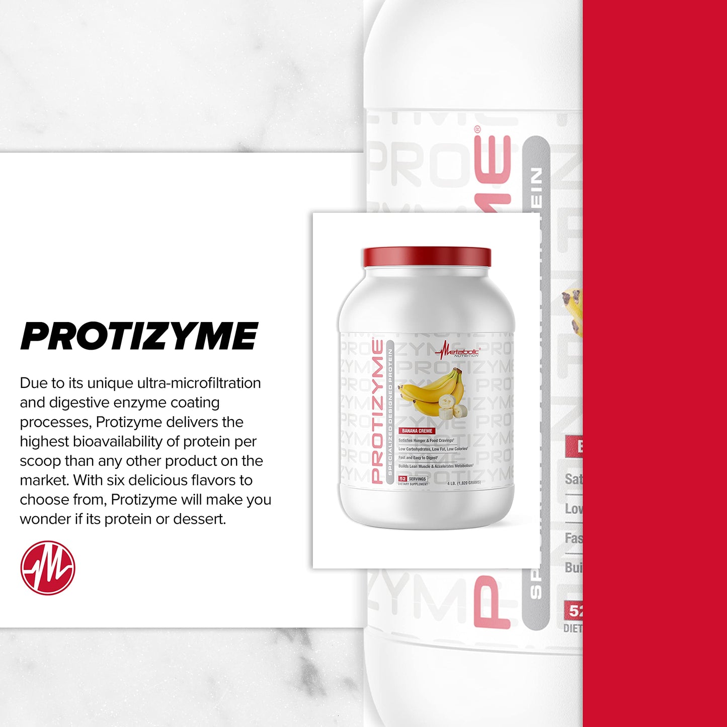 Metabolic Nutrition, Protizyme, 100% Whey Protein Powder, High Protein, Low Carb Metabolic NutritionUS supplements