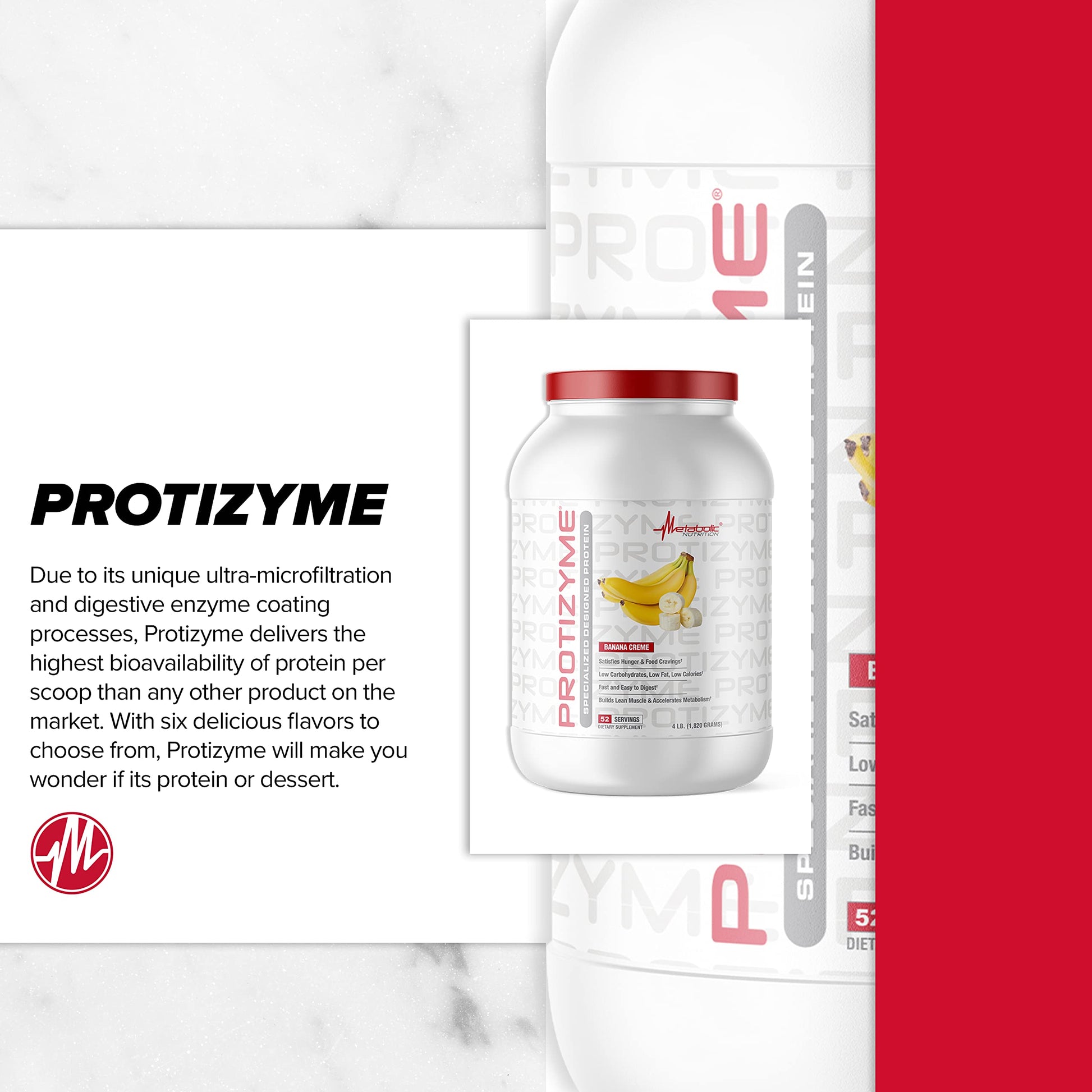 Metabolic Nutrition, Protizyme, 100% Whey Protein Powder, High Protein, Low Carb Metabolic NutritionUS supplements